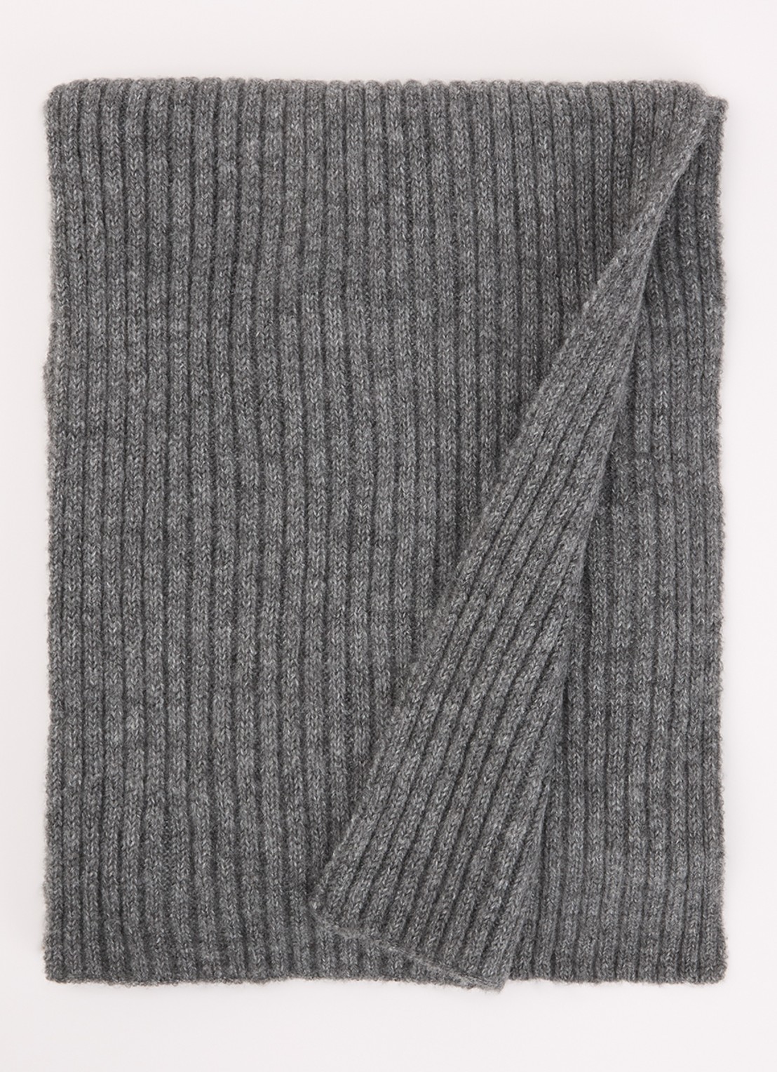 Barts Ribgebreide sjaal in wolblend 180 x 25 cm - voorkant middengrijs