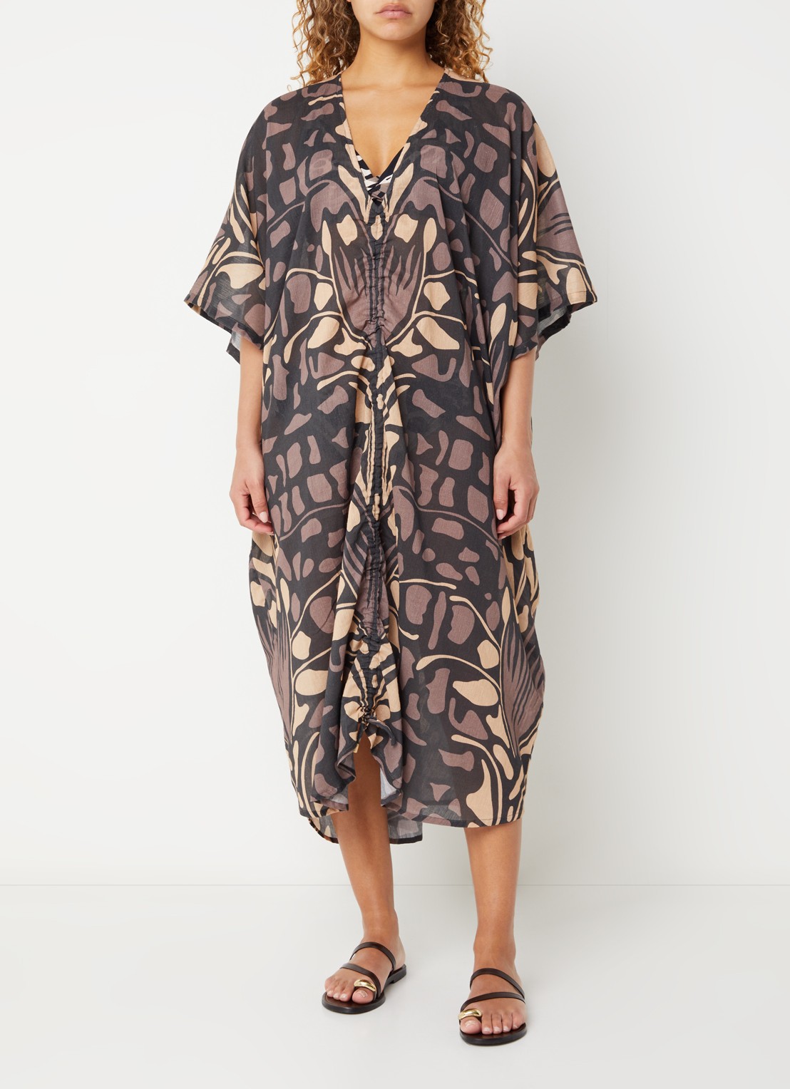 Barts Rochau kaftan met print - detail 4 zwart