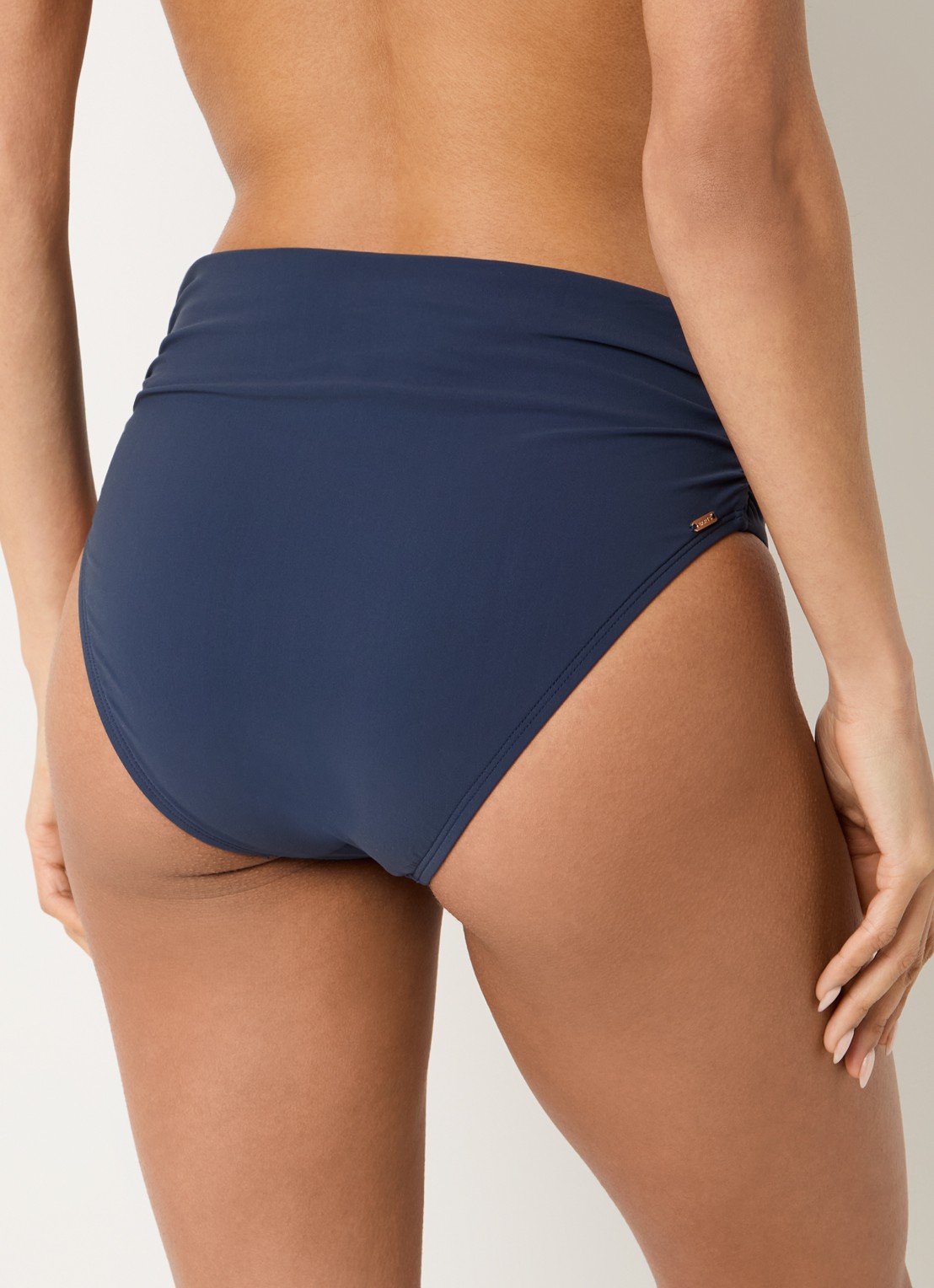 Barts Solid high waisted bikinislip met plooidetail - achterkant 5 donkerblauw