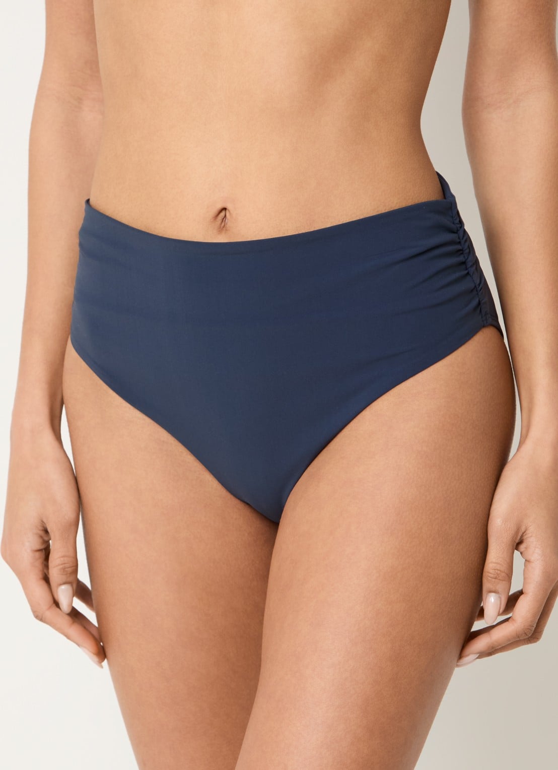 Barts Solid high waisted bikinislip met plooidetail - detail 3 donkerblauw