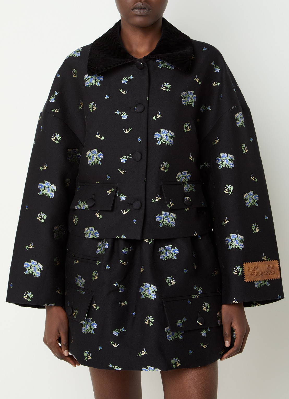 Baum und Pferdgarten Bebeth blazer met jacquard dessin en klepzakken - detail 4 zwart