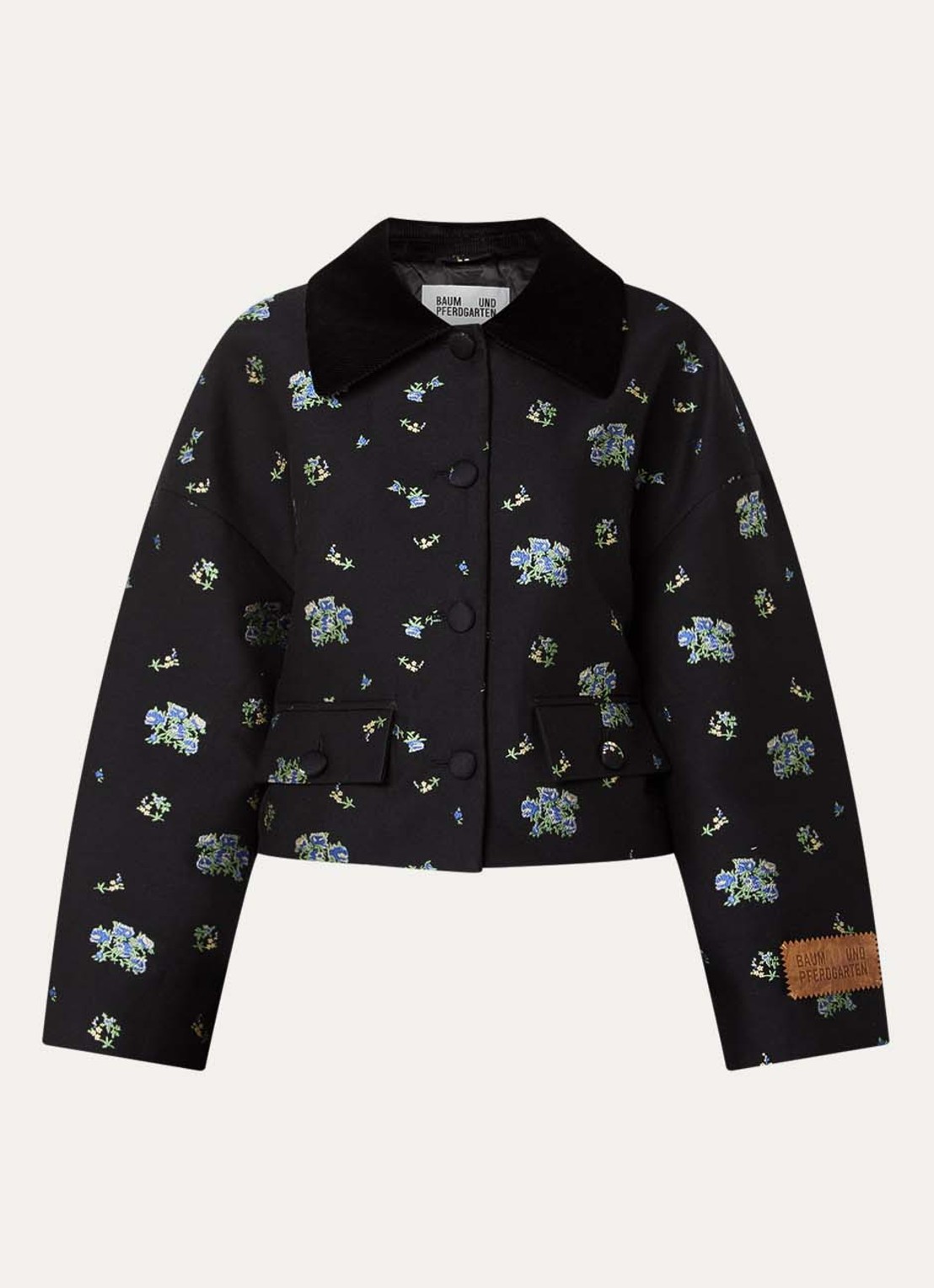Baum und Pferdgarten Bebeth blazer met jacquard dessin en klepzakken - voorkant 2 zwart