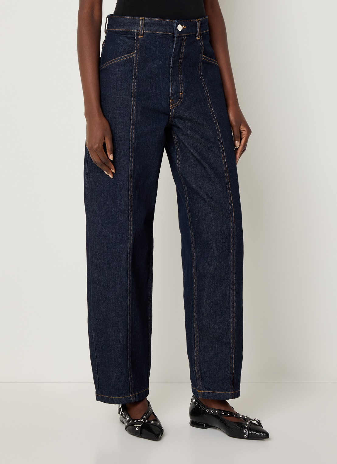 Baum und Pferdgarten High waist wide leg jeans met steekzakken - detail donkerblauw