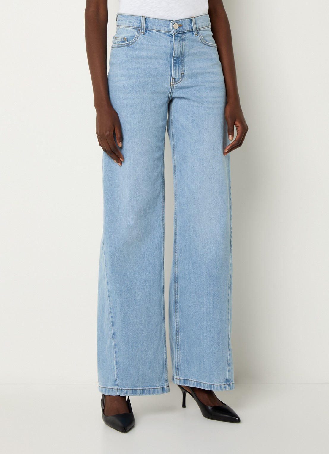 Baum und Pferdgarten High waist wide leg jeans met steekzakken - detail lichtblauw