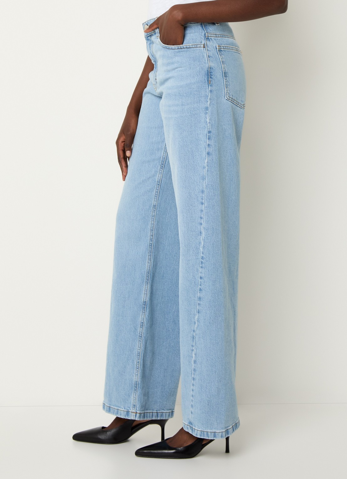 Baum und Pferdgarten High waist wide leg jeans met steekzakken - detail 2 lichtblauw