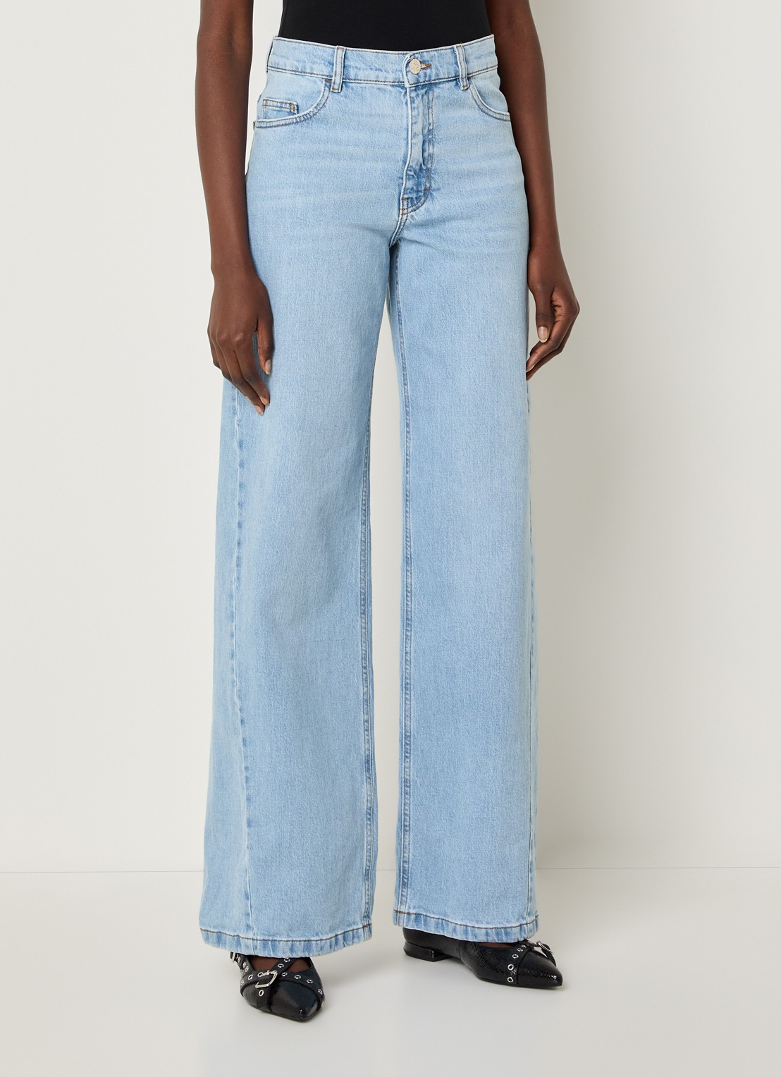 Baum und Pferdgarten High waist wide leg jeans met steekzakken - detail 3 lichtblauw