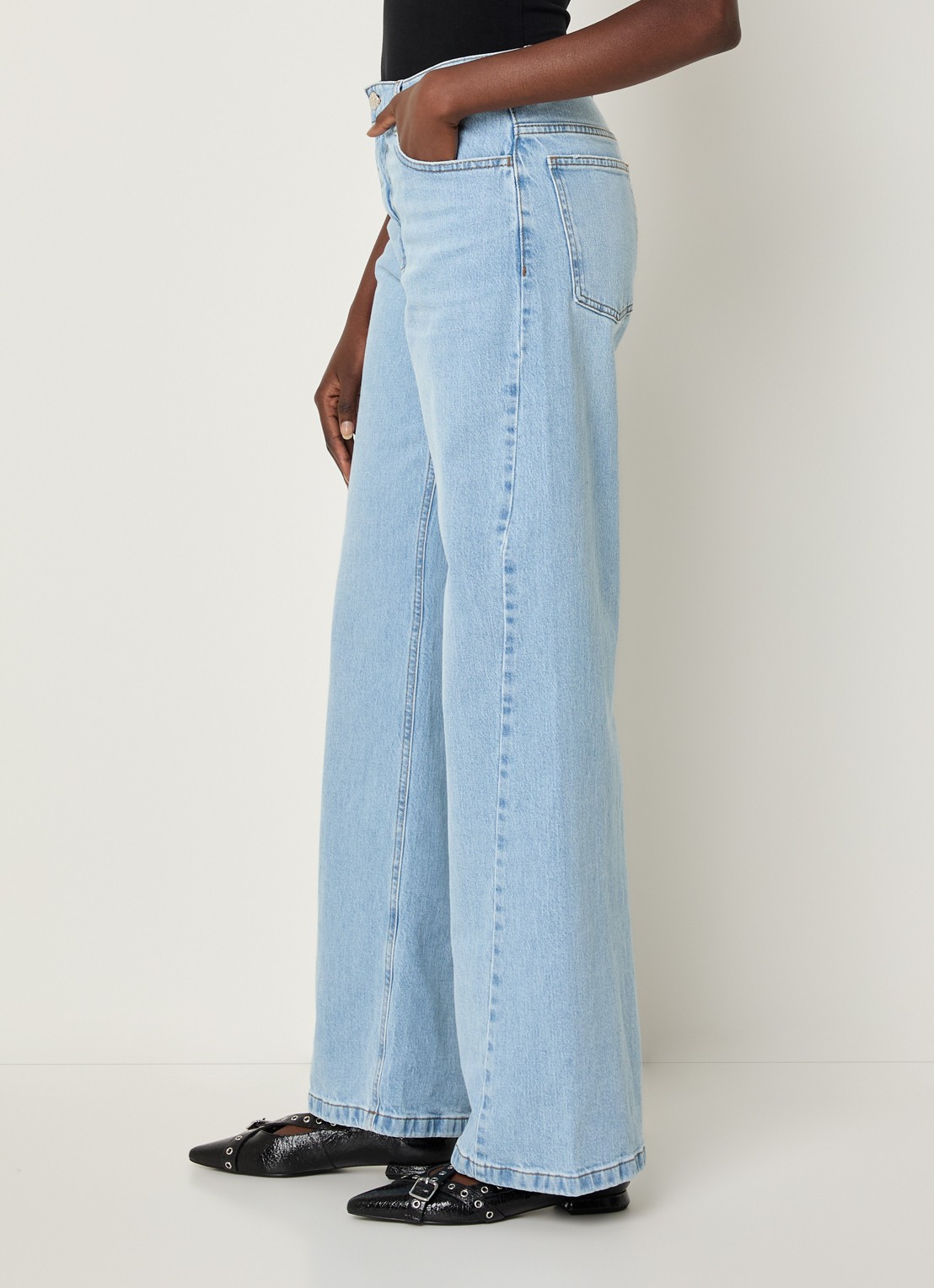 Baum und Pferdgarten High waist wide leg jeans met steekzakken - detail 4 lichtblauw