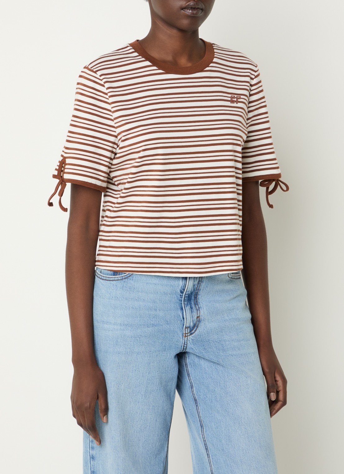Baum und Pferdgarten Janet T-shirt met streepprint en gestrikt detail - detail cognac