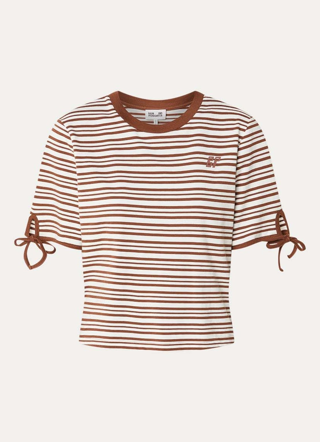 Baum und Pferdgarten Janet T-shirt met streepprint en gestrikt detail - voorkant 3 cognac