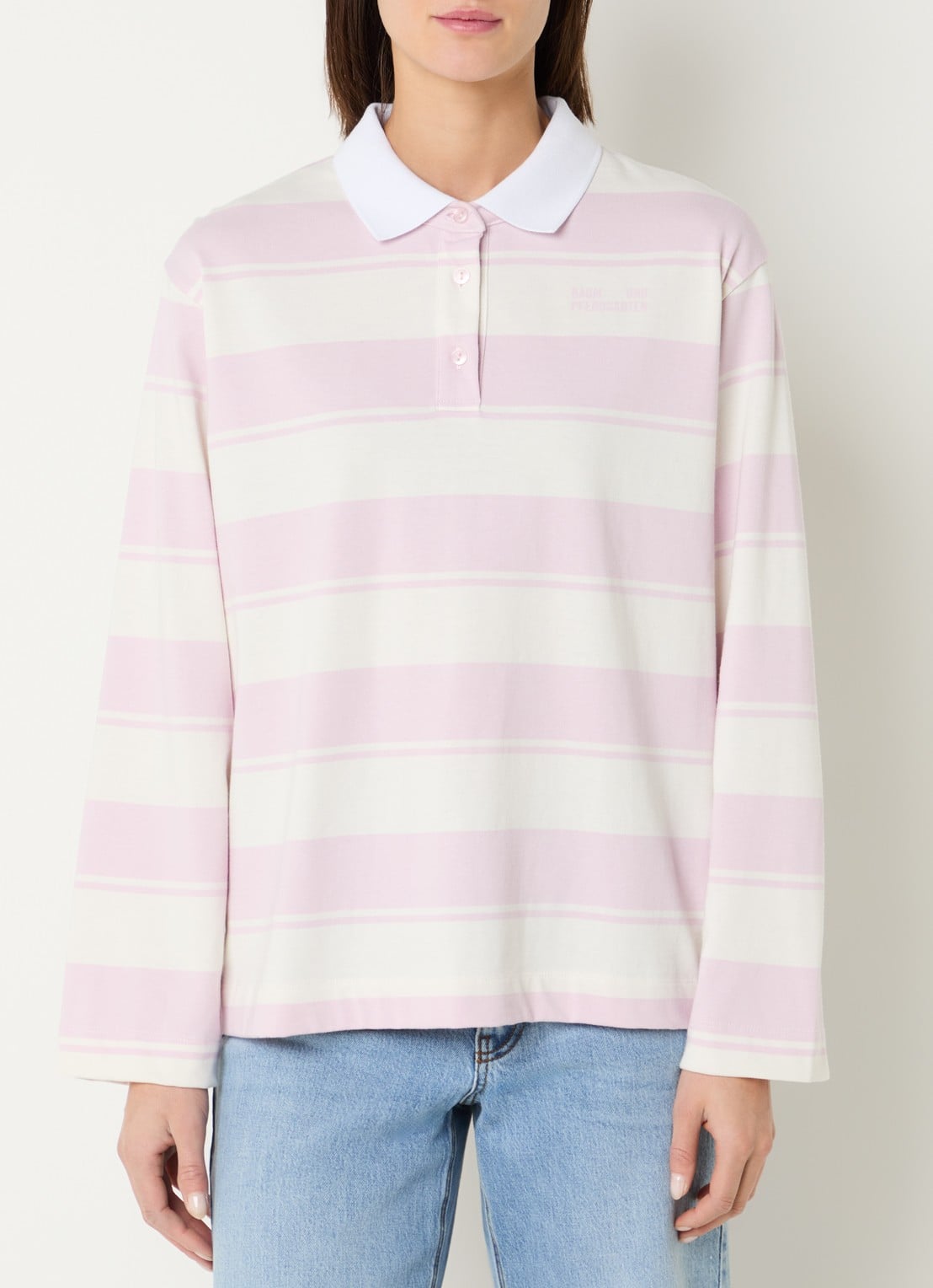 Baum und Pferdgarten Jeanne longsleeve met streepprint en polokraag - detail 2 roze