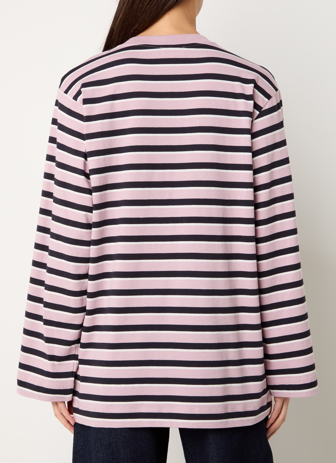 Baum und Pferdgarten Jeevana longsleeve met streepprint en logo - achterkant lichtroze