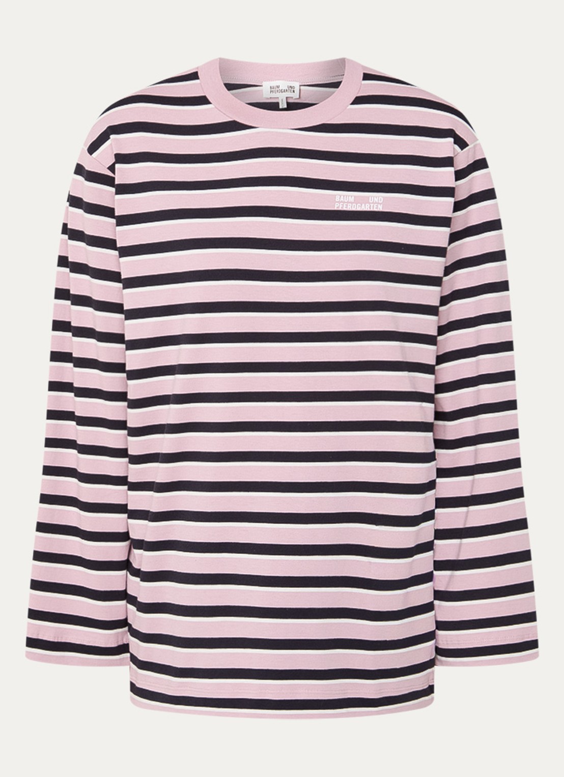 Baum und Pferdgarten Jeevana longsleeve met streepprint en logo - voorkant 3 lichtroze