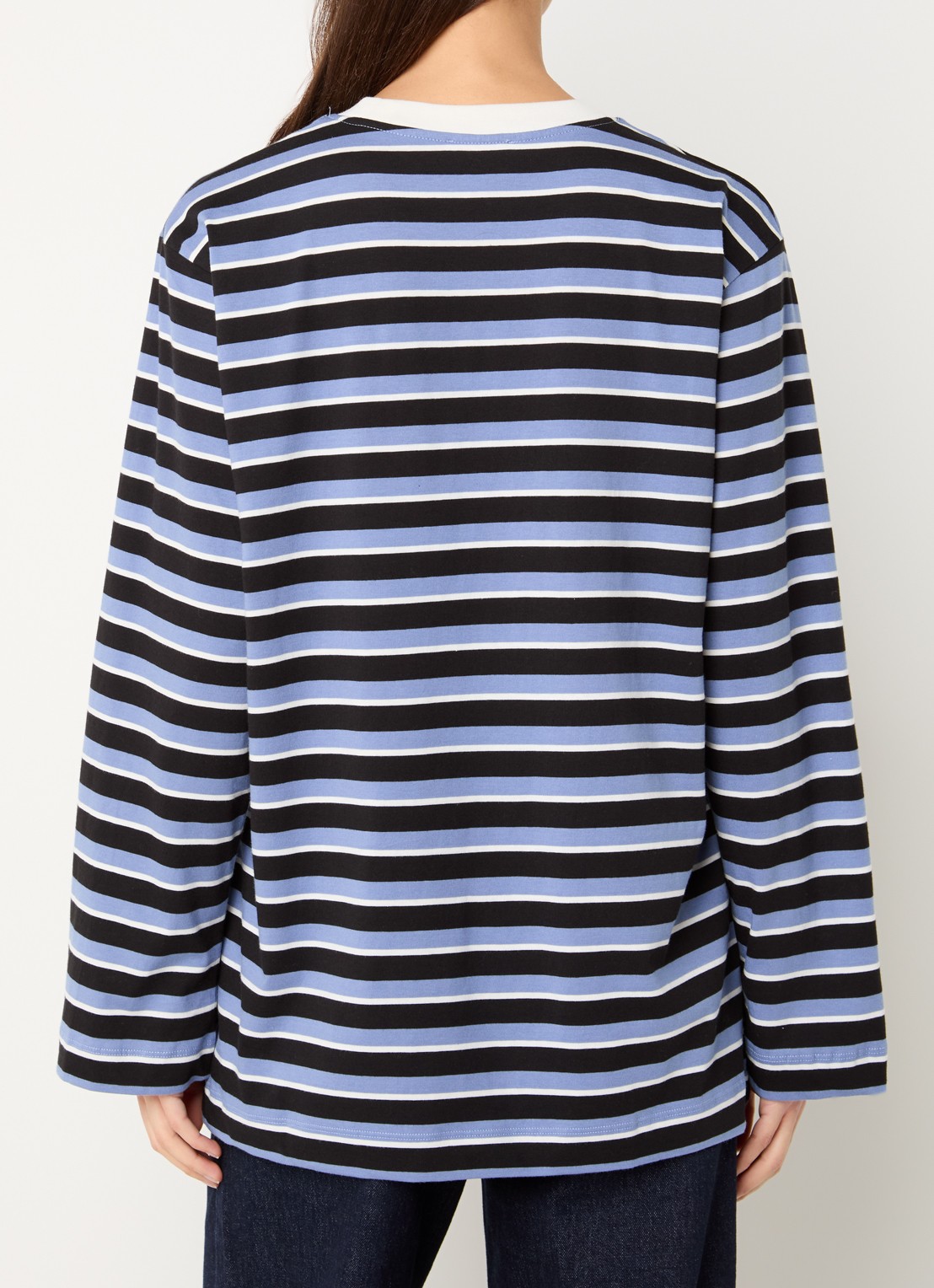 Baum und Pferdgarten Jeevana longsleeve met streepprint en logo - achterkant staalblauw