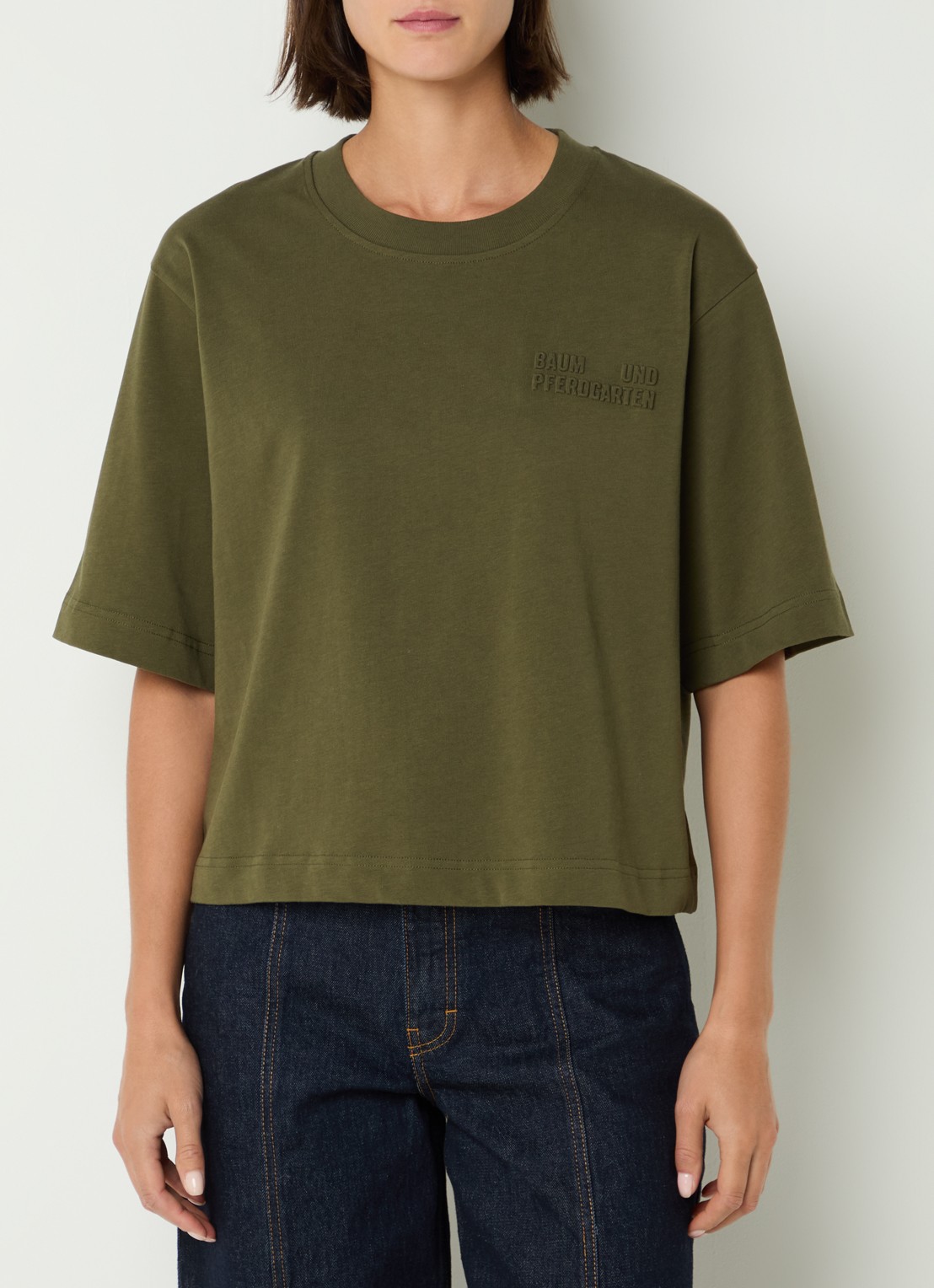 Baum und Pferdgarten Jiana T-shirt met 3D logoprint - detail 3 donkergroen