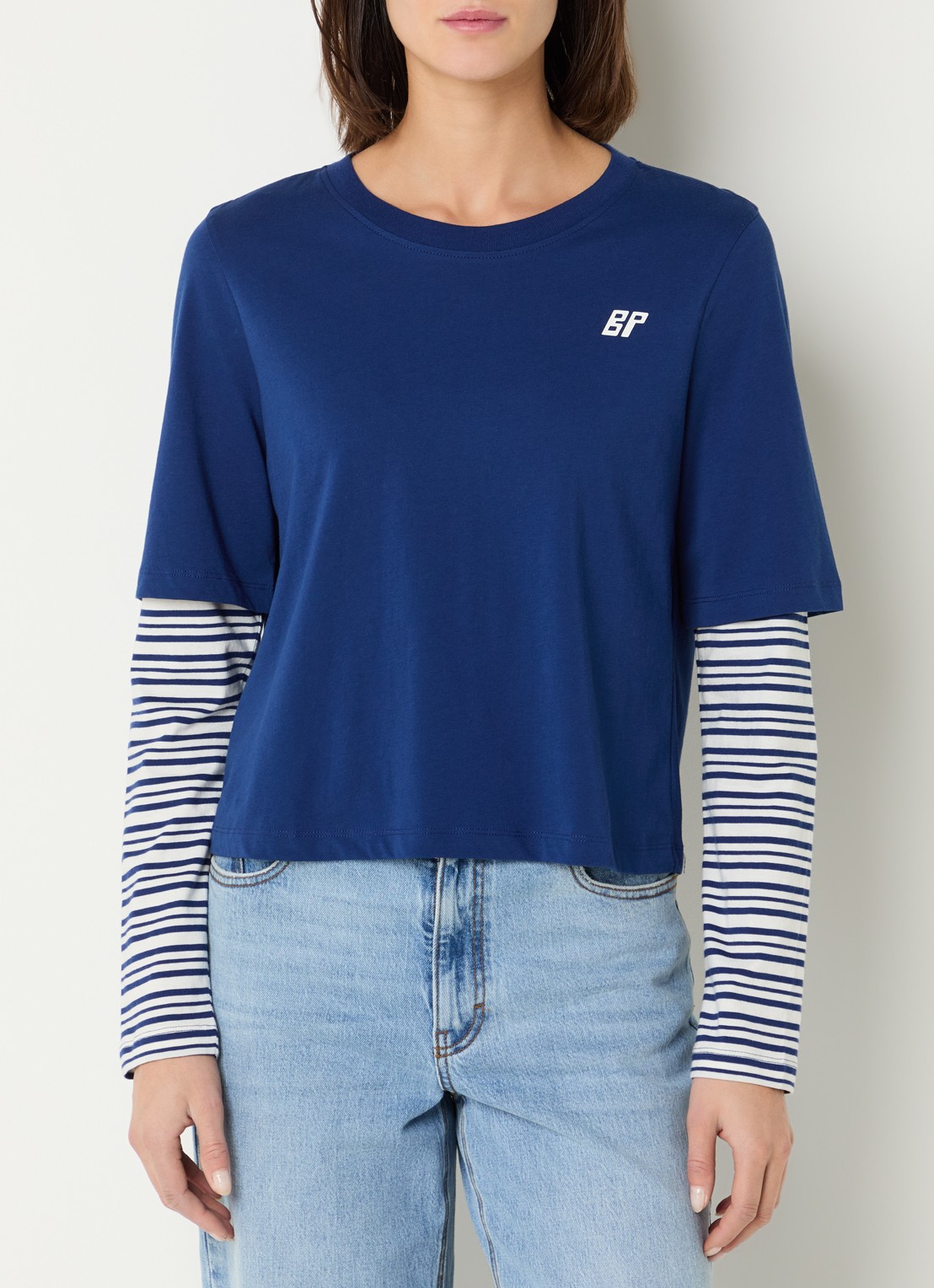 Baum und Pferdgarten Jolin longsleeve met streepprint en logo - detail 4 blauw