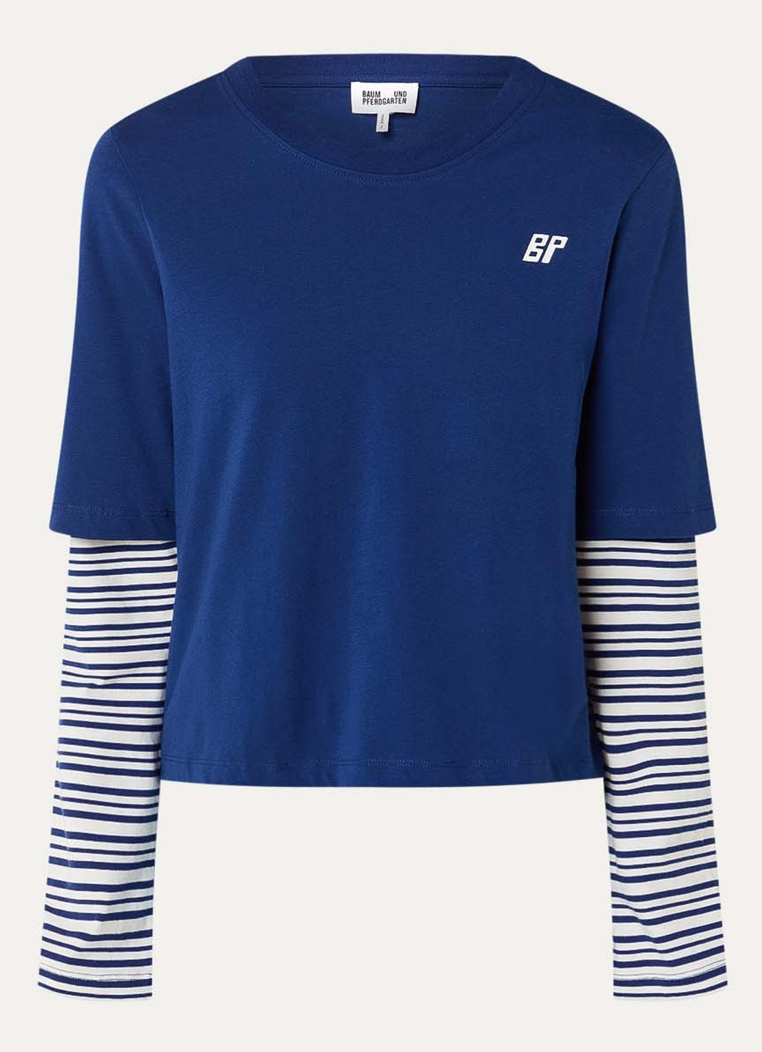 Baum und Pferdgarten Jolin longsleeve met streepprint en logo - voorkant 2 blauw