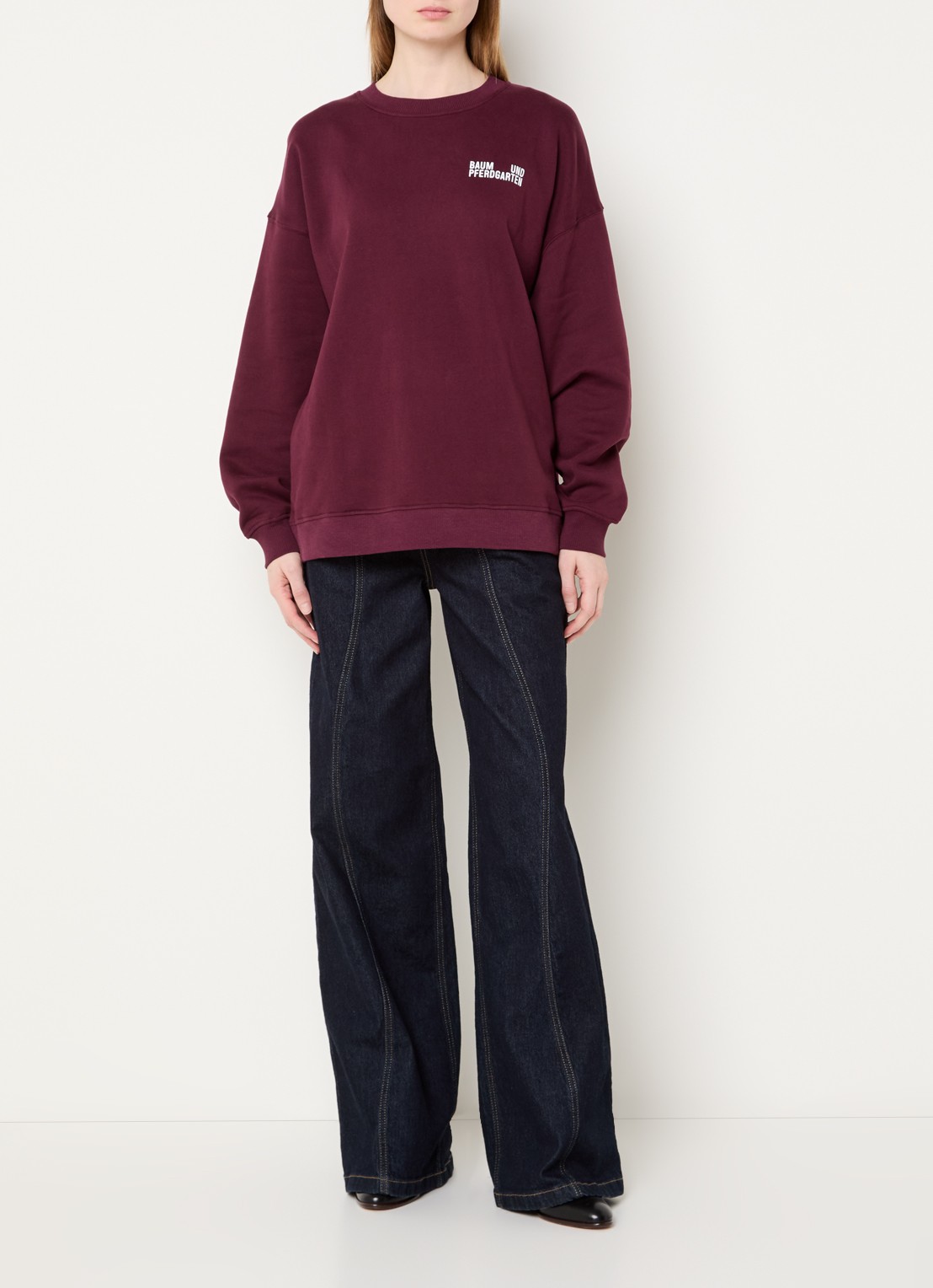 Baum und Pferdgarten Julle sweater met front- en backprint - voorkant 3 bordeauxrood