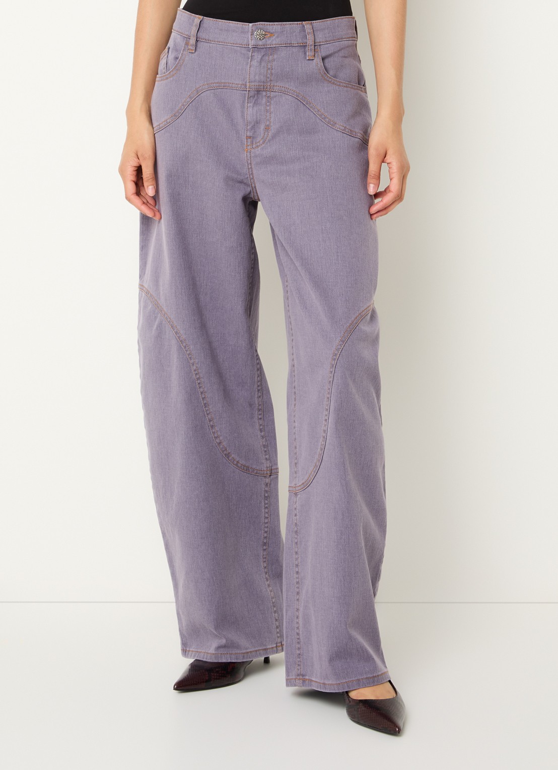 Baum und Pferdgarten Napolen high waist wide fit jeans met gekleurde wassing - detail 4 lila