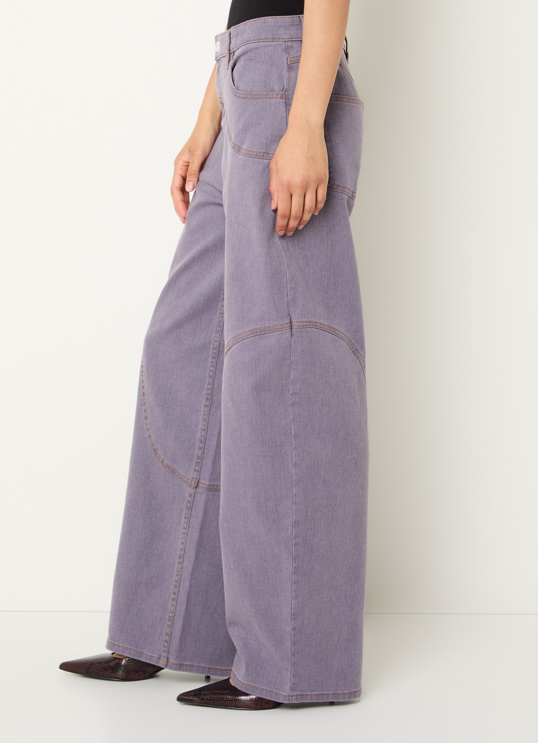 Baum und Pferdgarten Napolen high waist wide fit jeans met gekleurde wassing - detail 5 lila