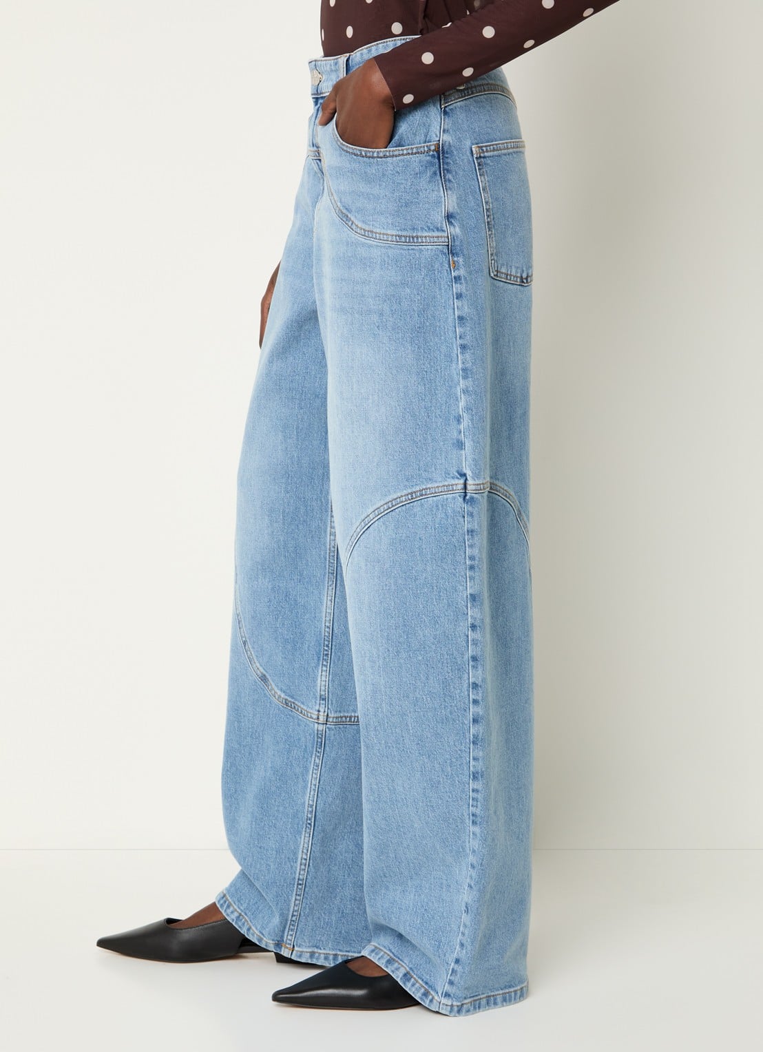 Baum und Pferdgarten Napolen high waist wide leg jeans met lichte wassing - detail 5 indigo