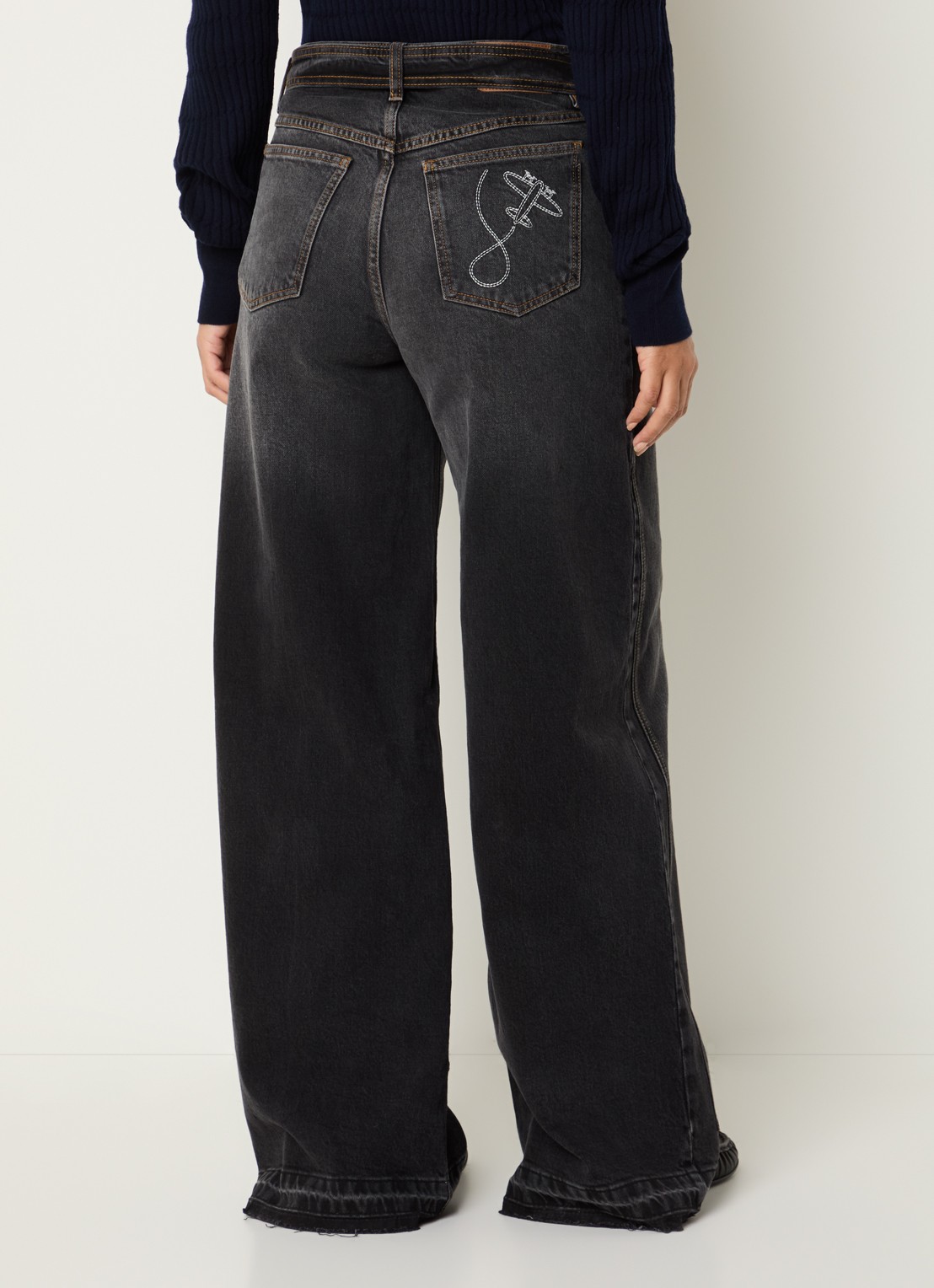 Baum und Pferdgarten Niema high waist wide fit jeans met gekleurde wassing - achterkant 3 zwart