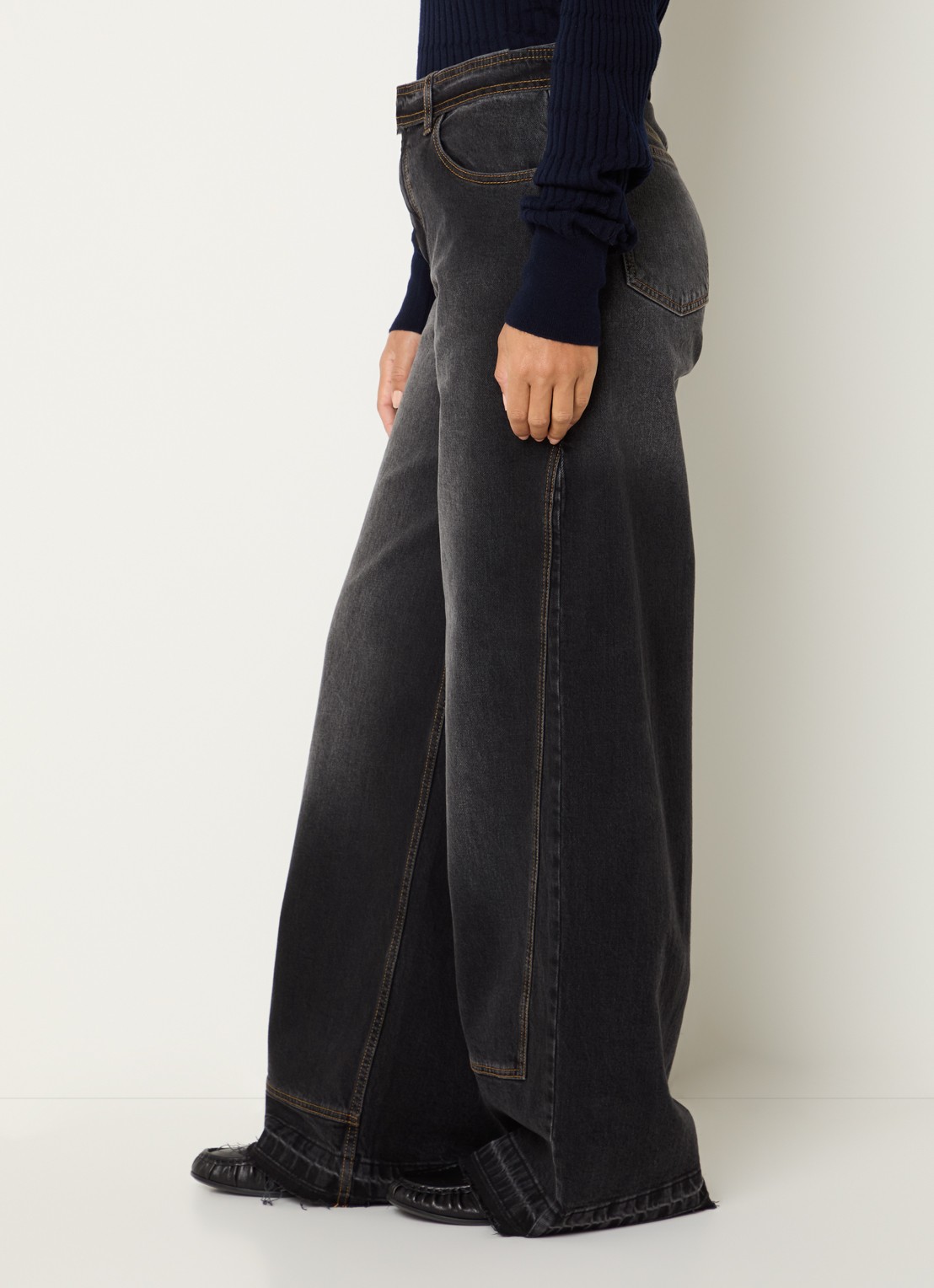 Baum und Pferdgarten Niema high waist wide fit jeans met gekleurde wassing - detail 2 zwart
