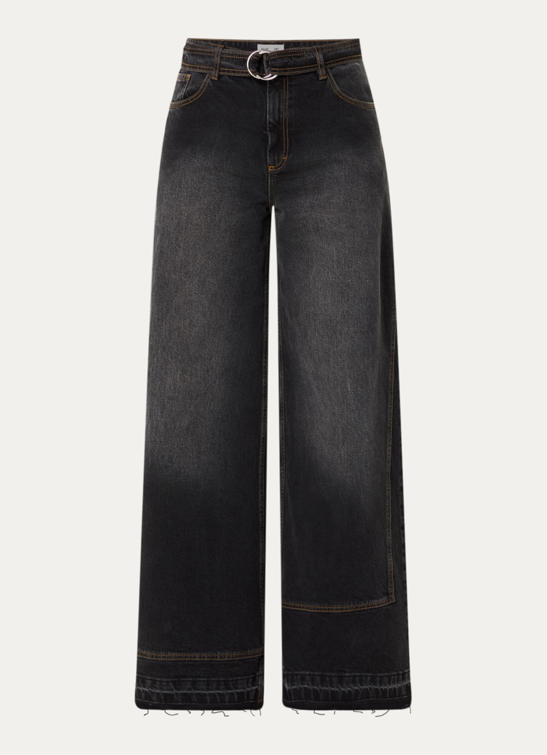 Baum und Pferdgarten Niema high waist wide fit jeans met gekleurde wassing - voorkant 4 zwart