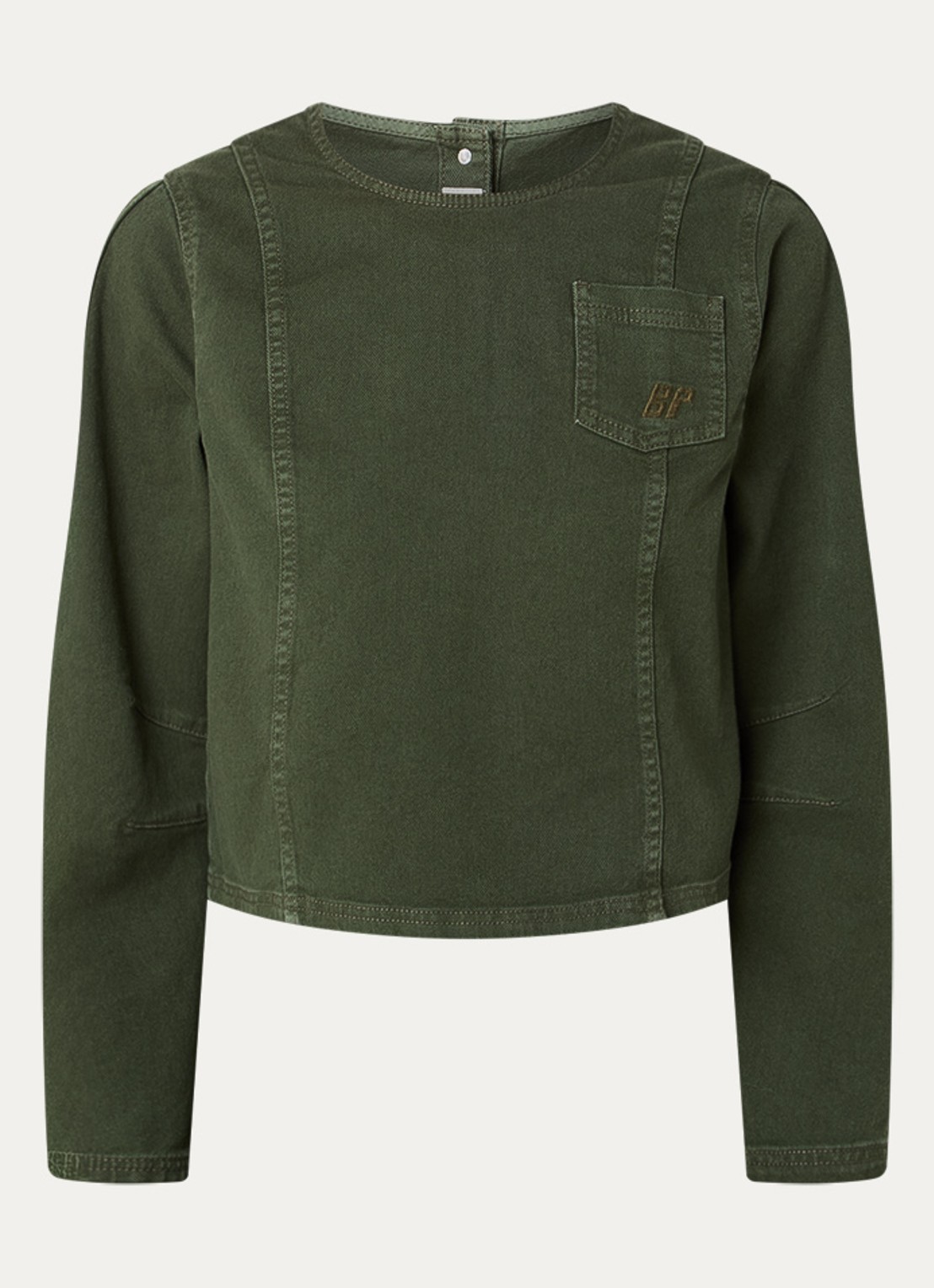 Baum und Pferdgarten Nikolin cropped sweater van denim - voorkant donkergroen