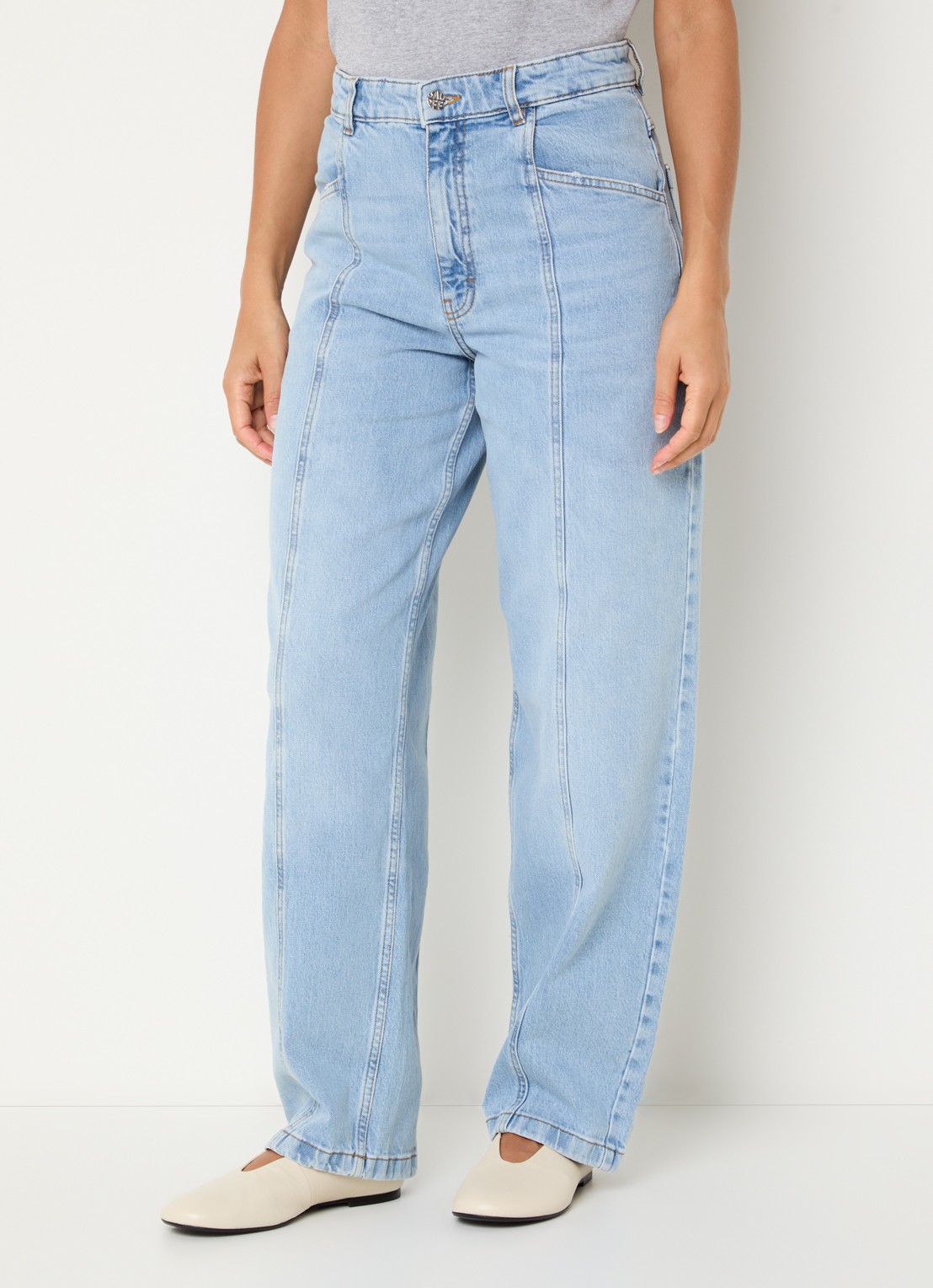 Baum und Pferdgarten No 02 high waist loose fit jeans met lichte wassing - detail 3 indigo