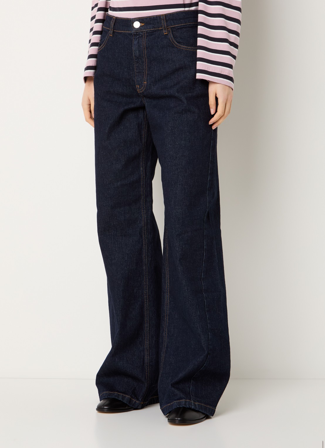 Baum und Pferdgarten No 02 high waist wide leg jeans met donkere wassing - detail indigo