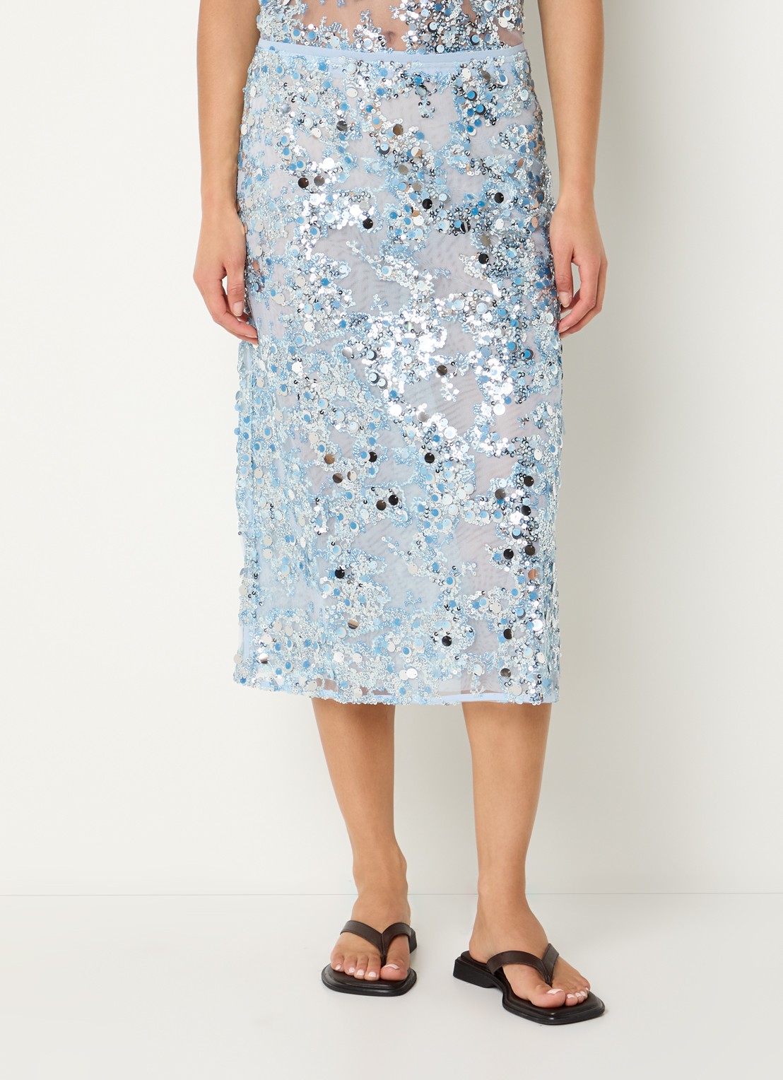 Baum und Pferdgarten Shania midi rok van mesh met pailletten - detail 4 lichtblauw