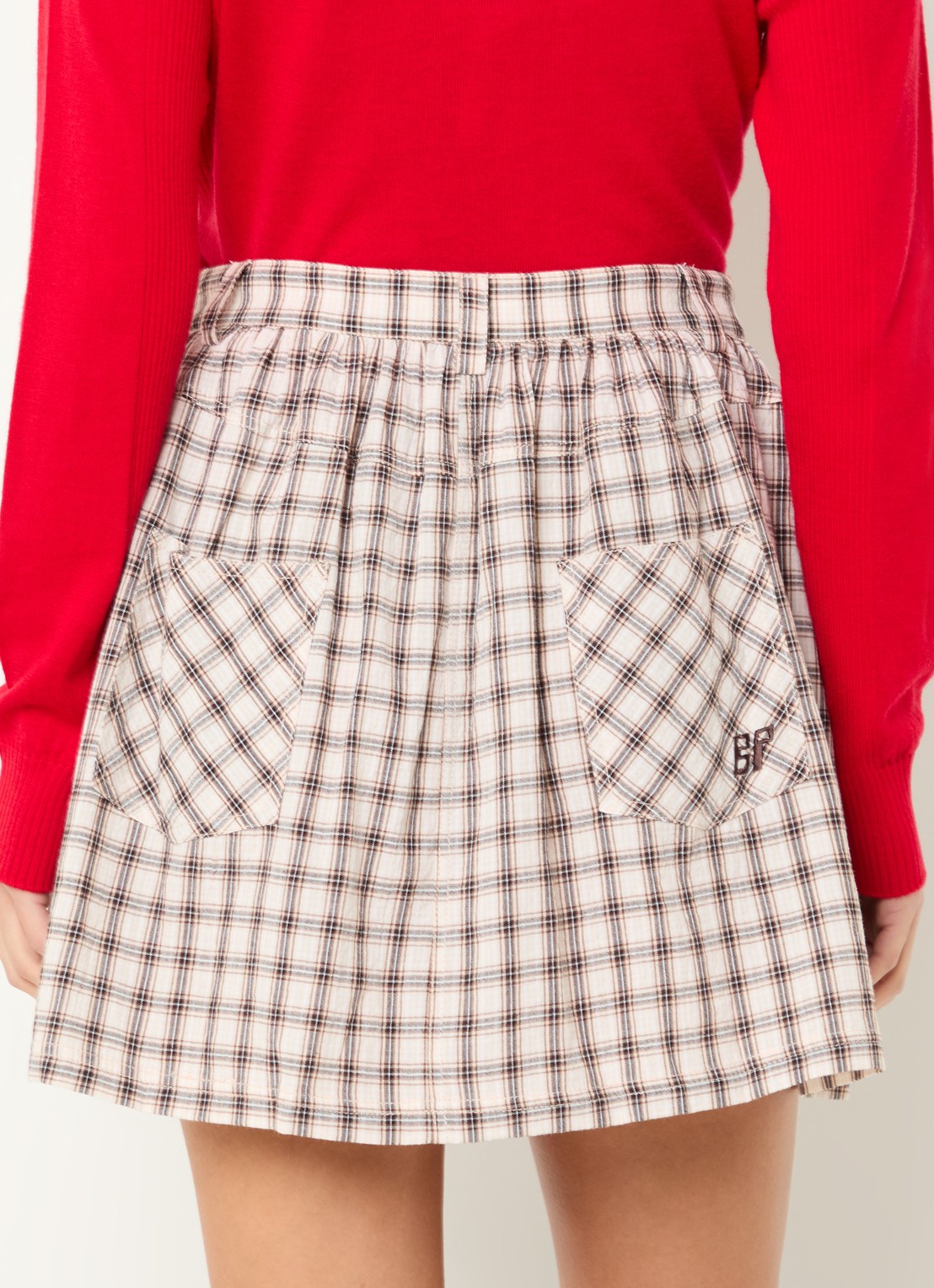 Baum und Pferdgarten Sheala mini rok met ruitdessin en steekzakken - achterkant beige