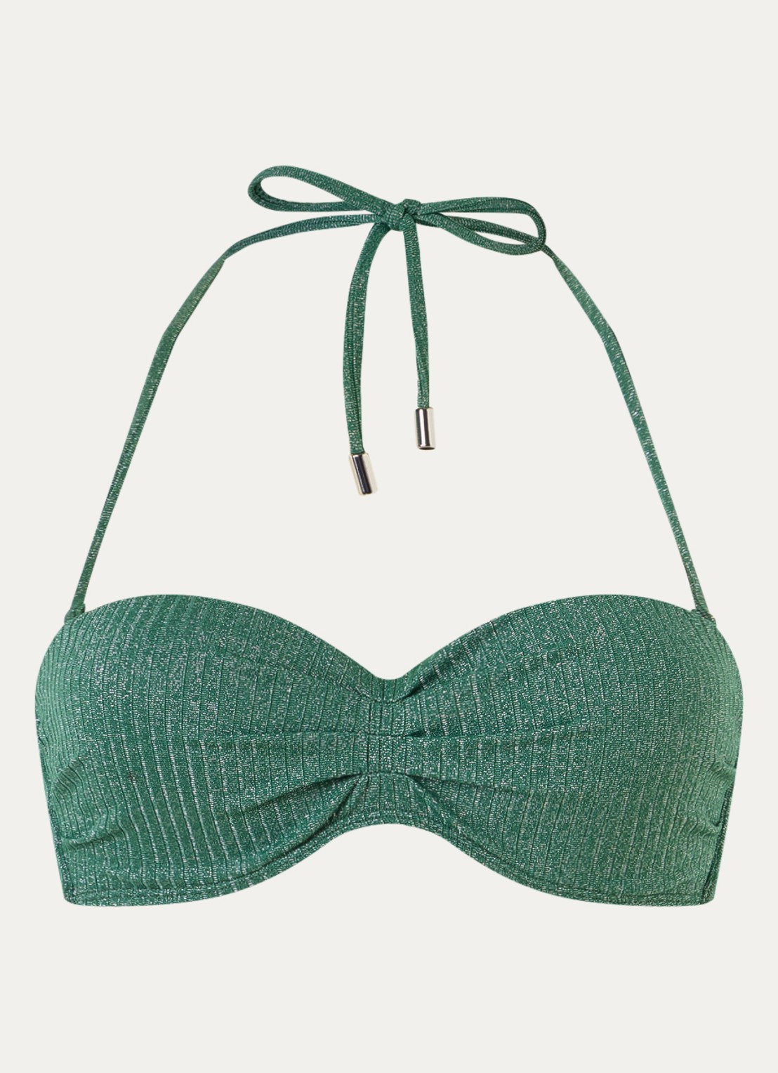 Beachlife Bandeau bikinitop met lurex - voorkant donkergroen