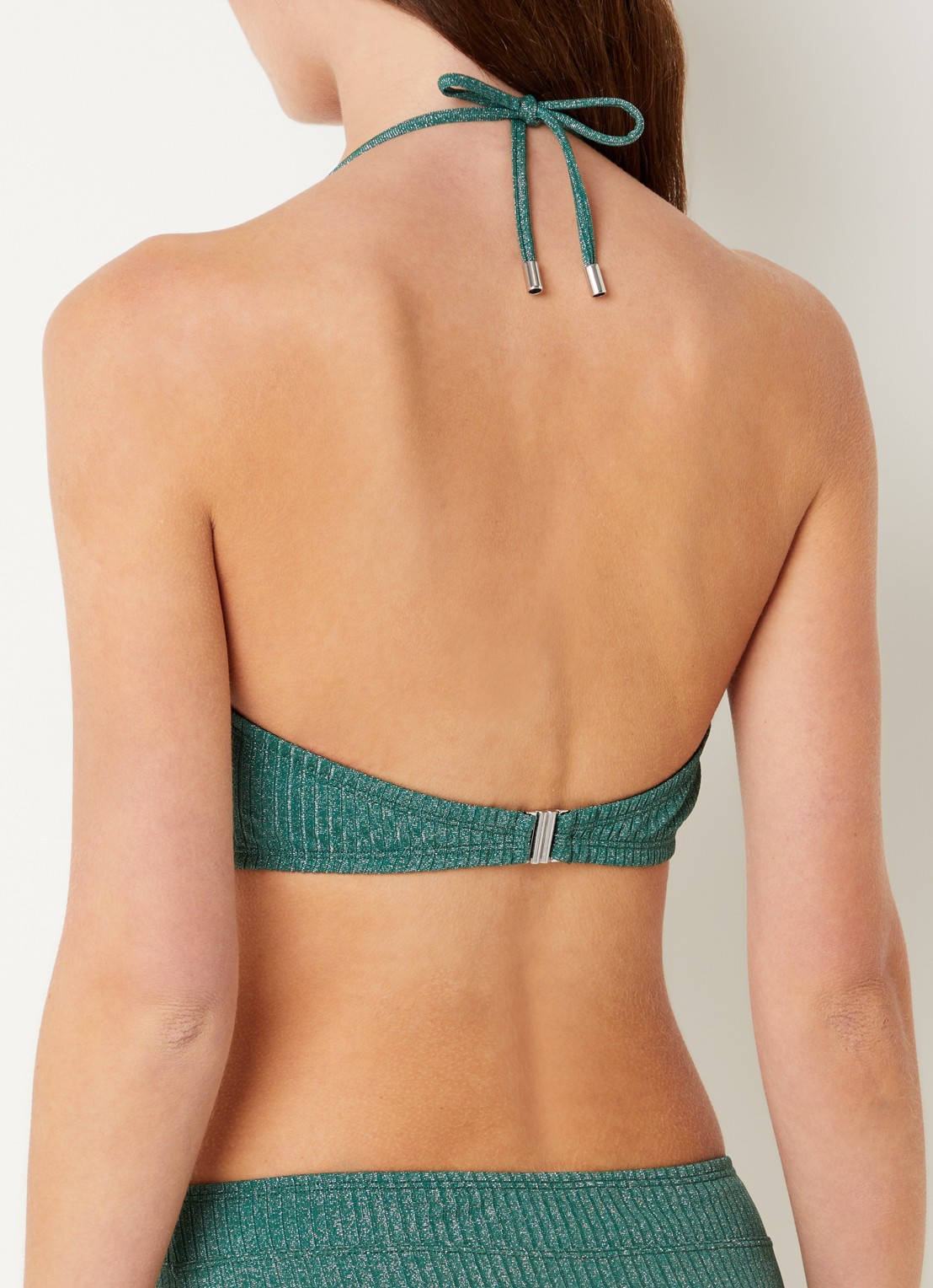 Beachlife Bandeau bikinitop met lurex - achterkant 5 donkergroen