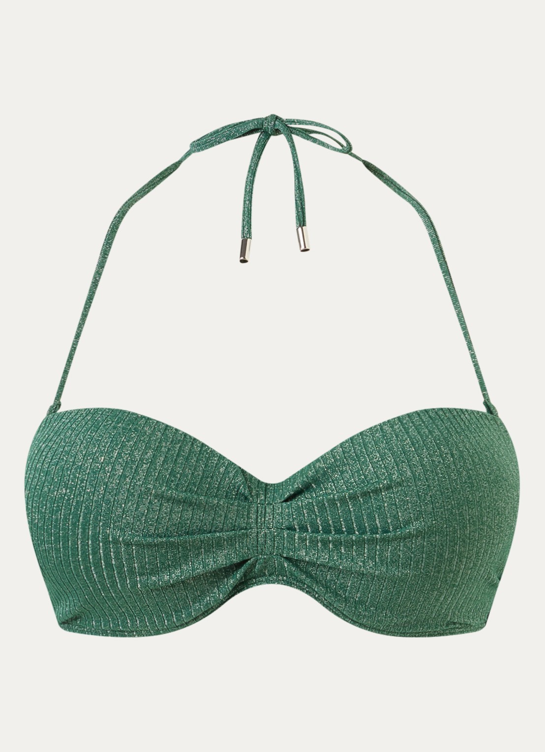 Beachlife Bandeau bikinitop met lurex - voorkant 3 donkergroen