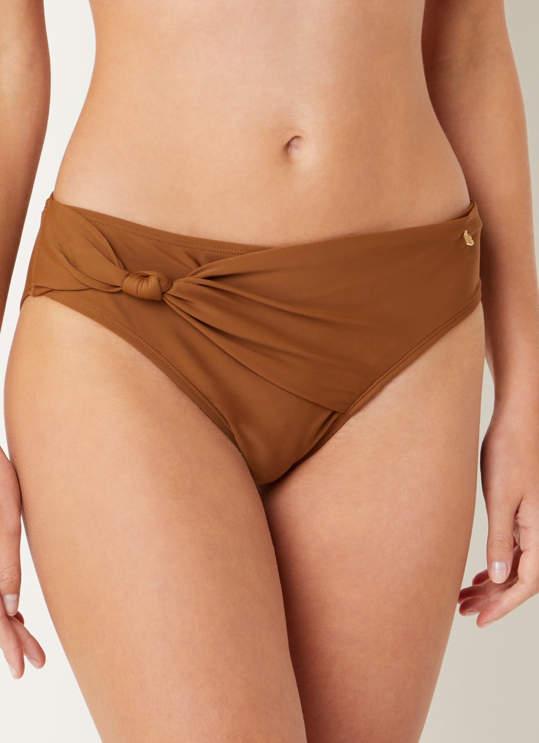 Beachlife Bikinislip met plooidetail - voorkant 4 bruin