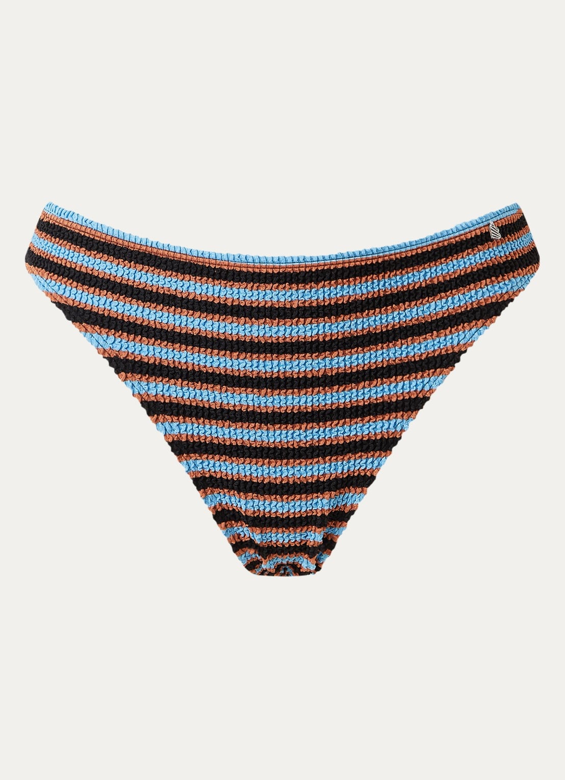 Beachlife Bikinislip met streepprint - voorkant blauwgrijs