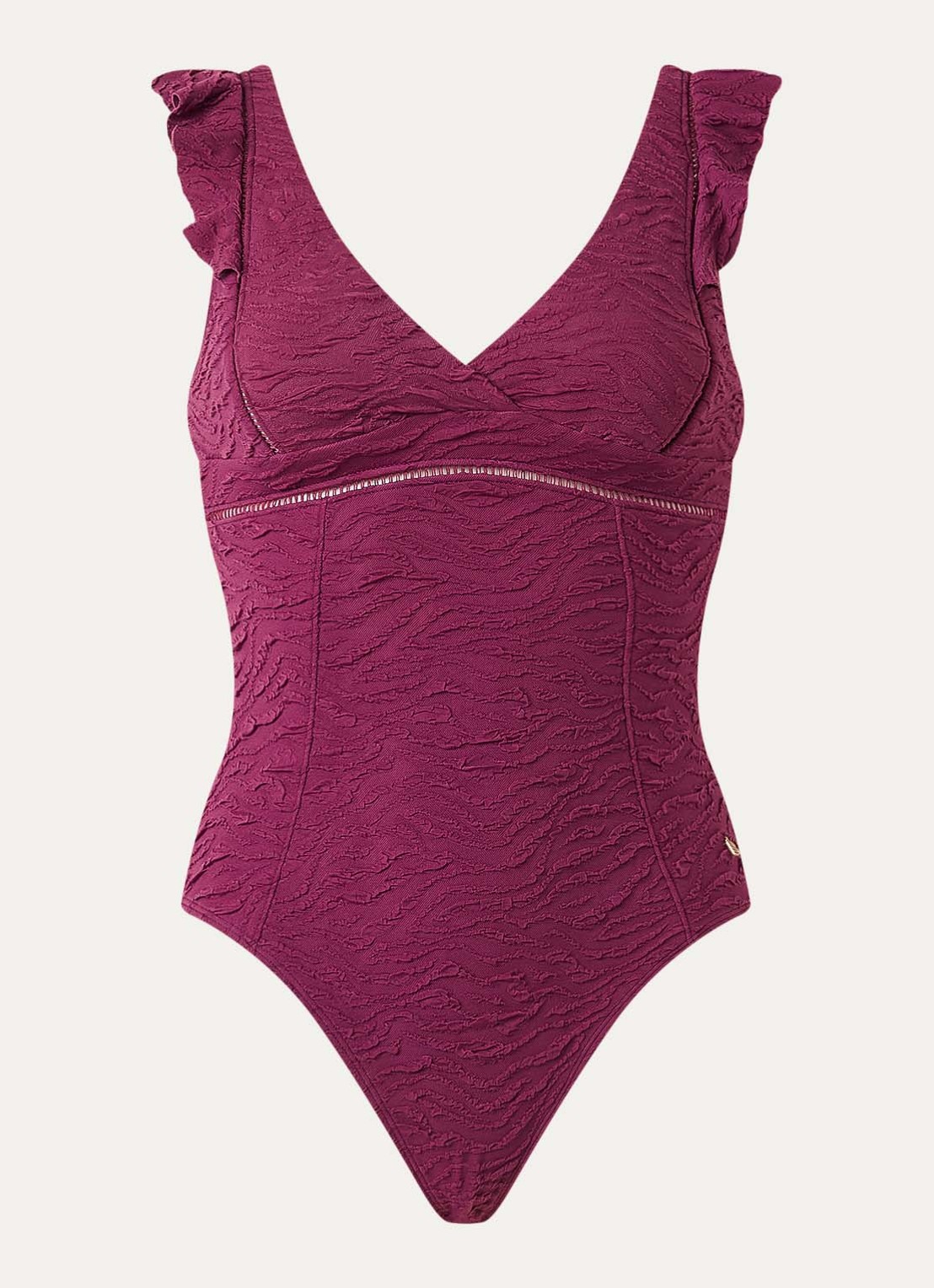 Beachlife Bright Plum badpak met volant - voorkant 2 paars