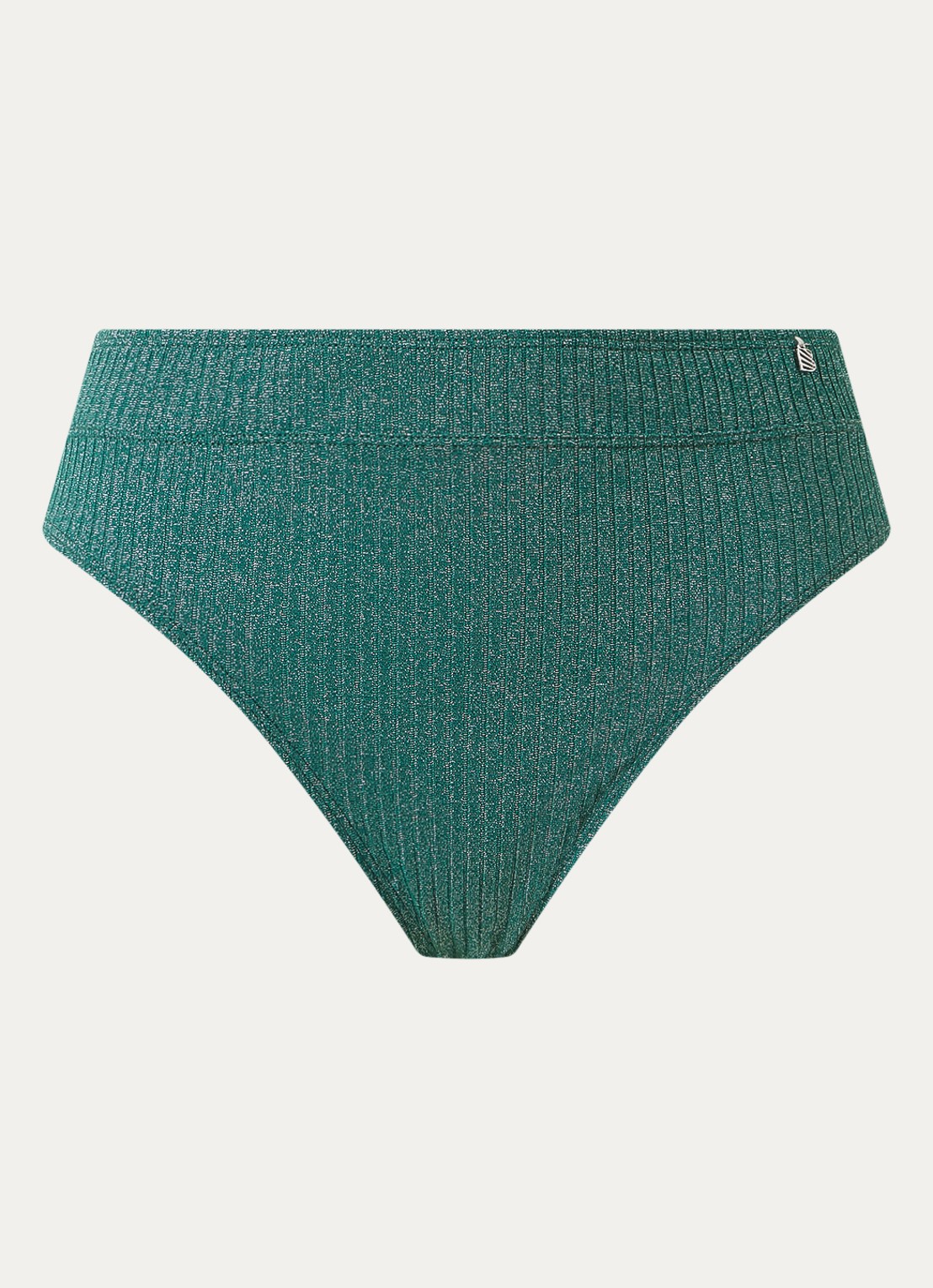 Beachlife High waisted bikinislip met lurex - voorkant 2 donkergroen