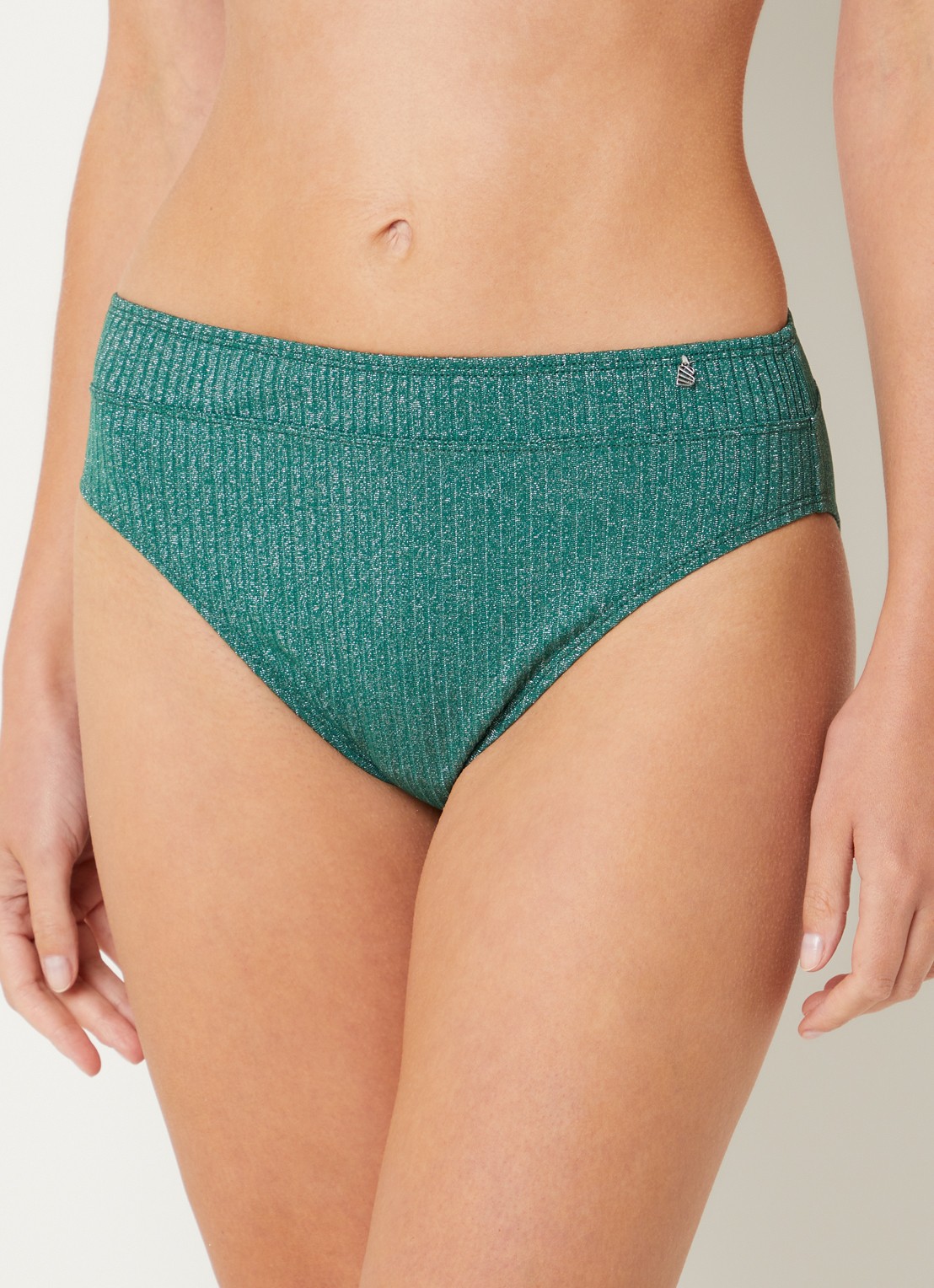 Beachlife High waisted bikinislip met lurex - voorkant 3 donkergroen