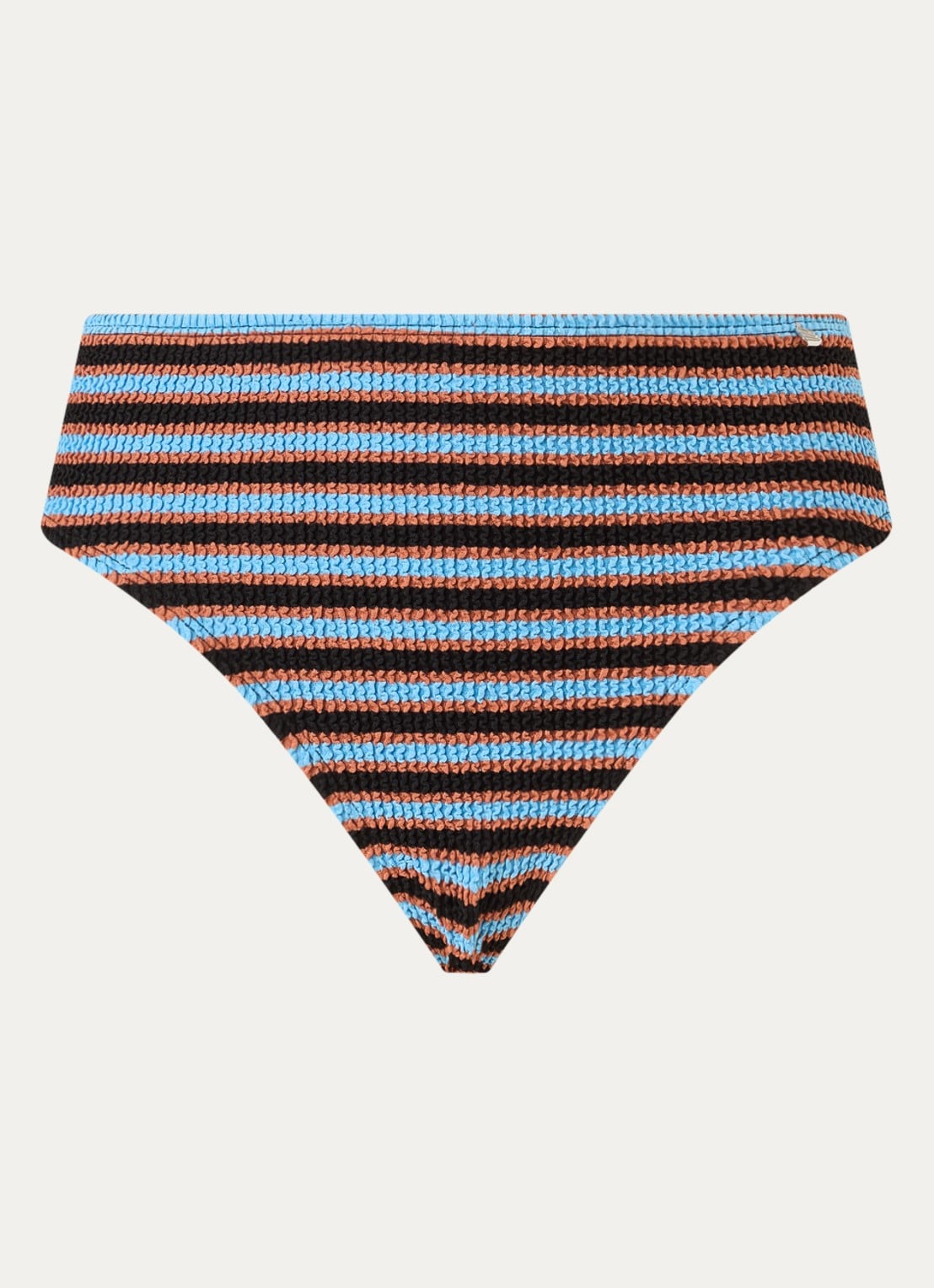 Beachlife High waisted bikinislip met streepprint - voorkant 3 lichtblauw