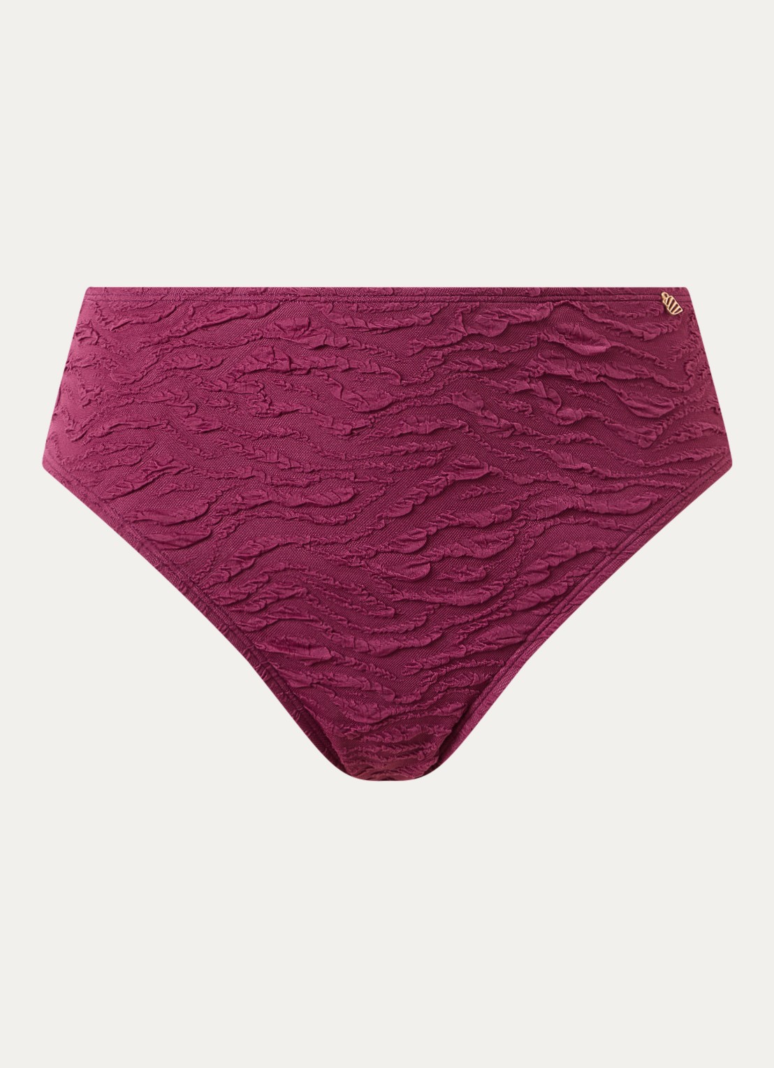 Beachlife High waisted bikinislip met structuur - voorkant 3 aubergine