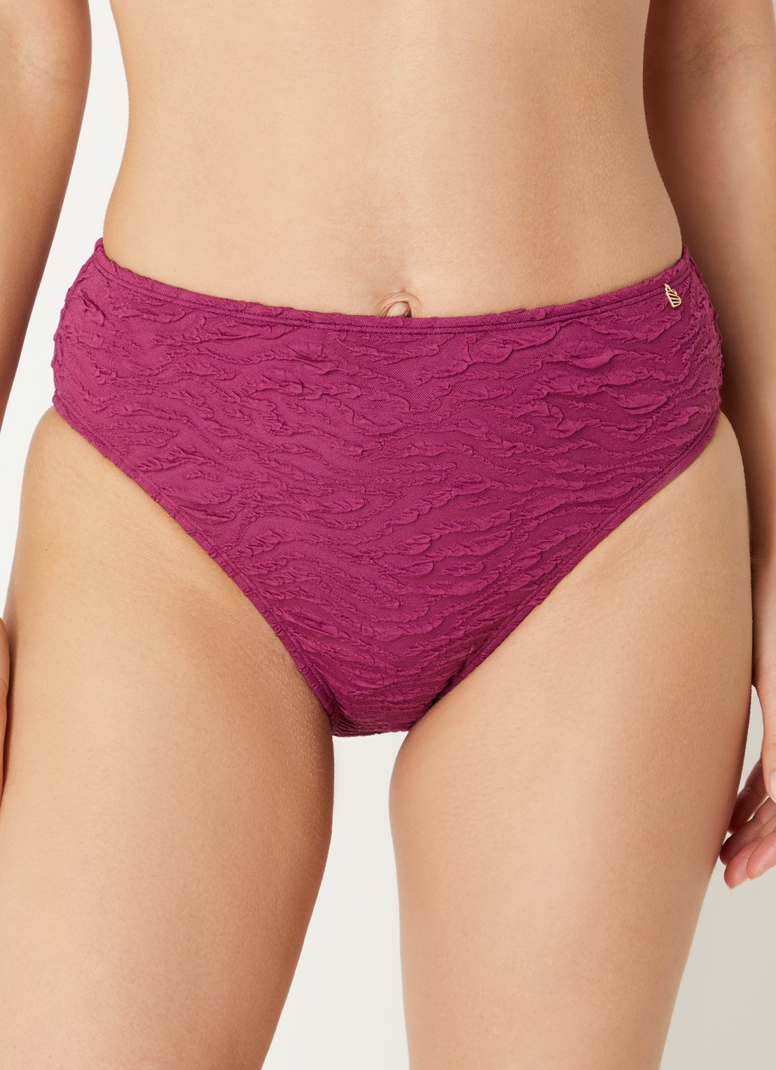 Beachlife High waisted bikinislip met structuur - voorkant 4 aubergine