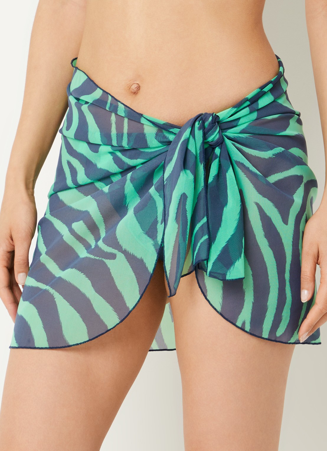 Beachlife Pareo mini strandrok met print 100 x 45 cm - detail groen
