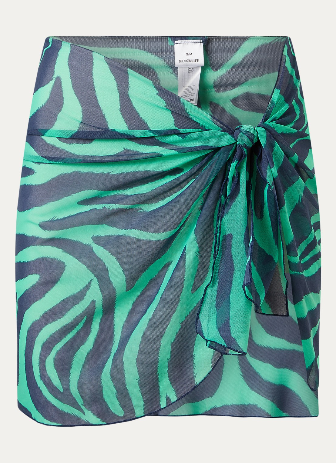 Beachlife Pareo mini strandrok met print 100 x 45 cm - voorkant 2 groen
