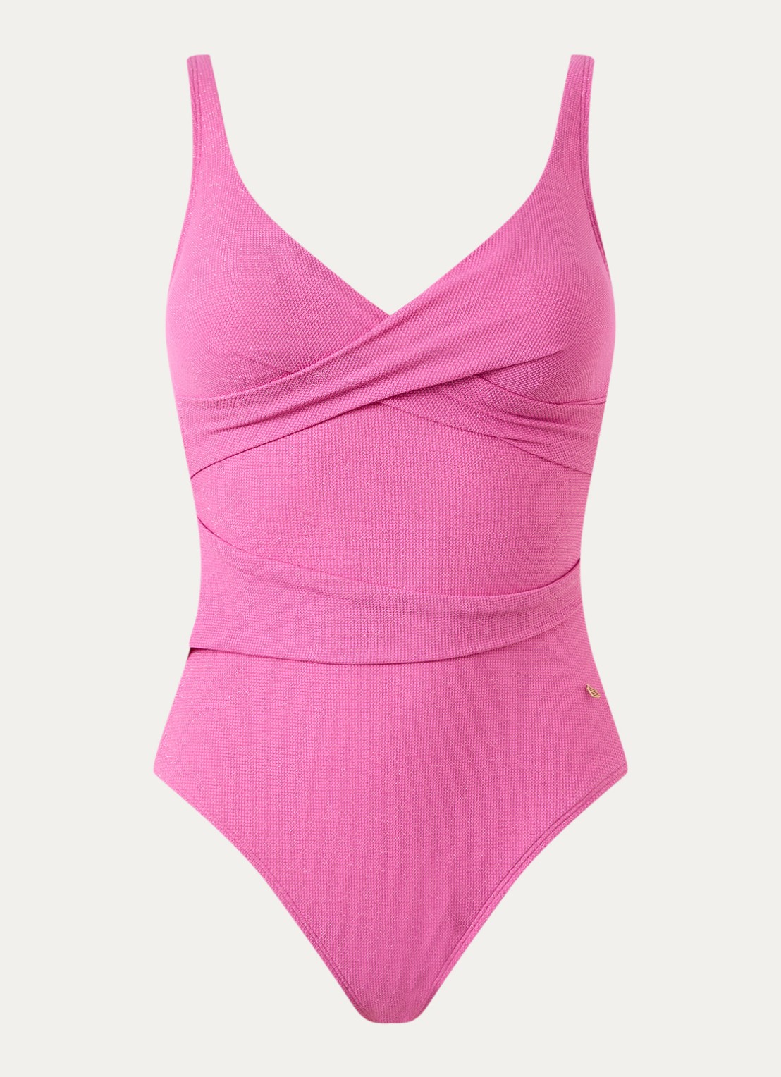 Beachlife Pink Shimmer badpak met vulling en lurex - voorkant 2 roze