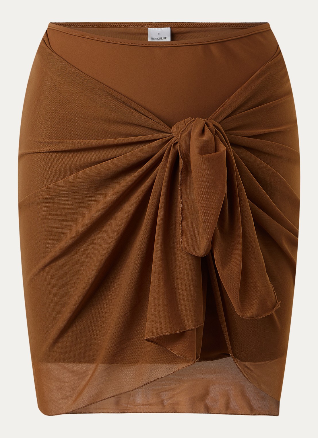Beachlife Strandrok met geknoopt detail  - voorkant 3 bruin