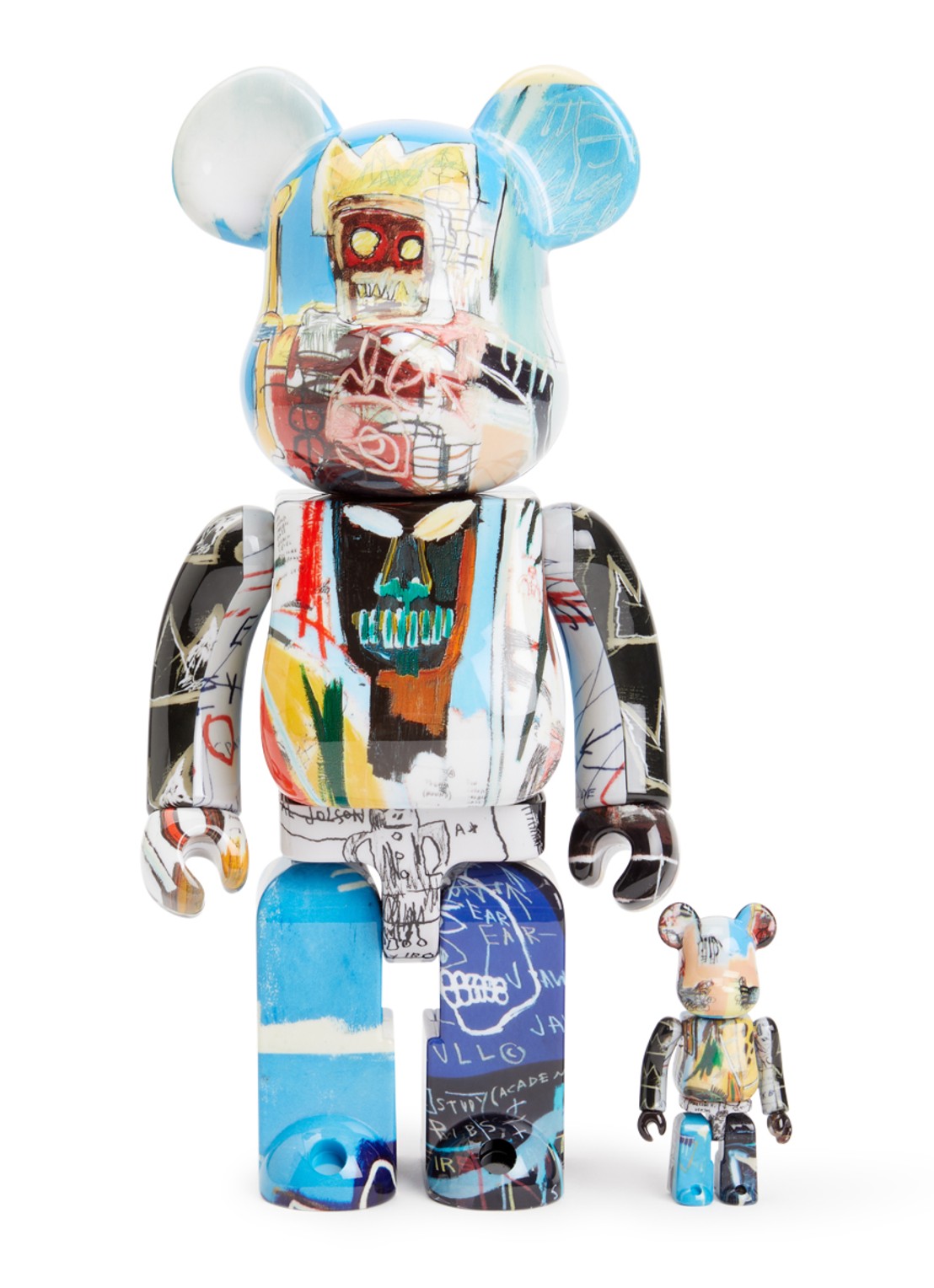 Bearbrick Bearbrick 100 & 400% Jean-Michel Basquiat ''Special'' set van 2 - voorkant multicolor