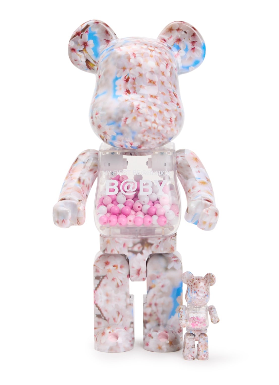 Bearbrick Bearbrick 100% & 400% My First Baby Sakura set van 2 - voorkant lichtroze