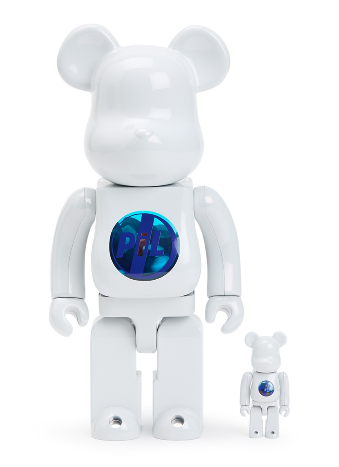 Bearbrick Bearbrick 100% & 400% PiL Chrome Version set van 2 - voorkant wit